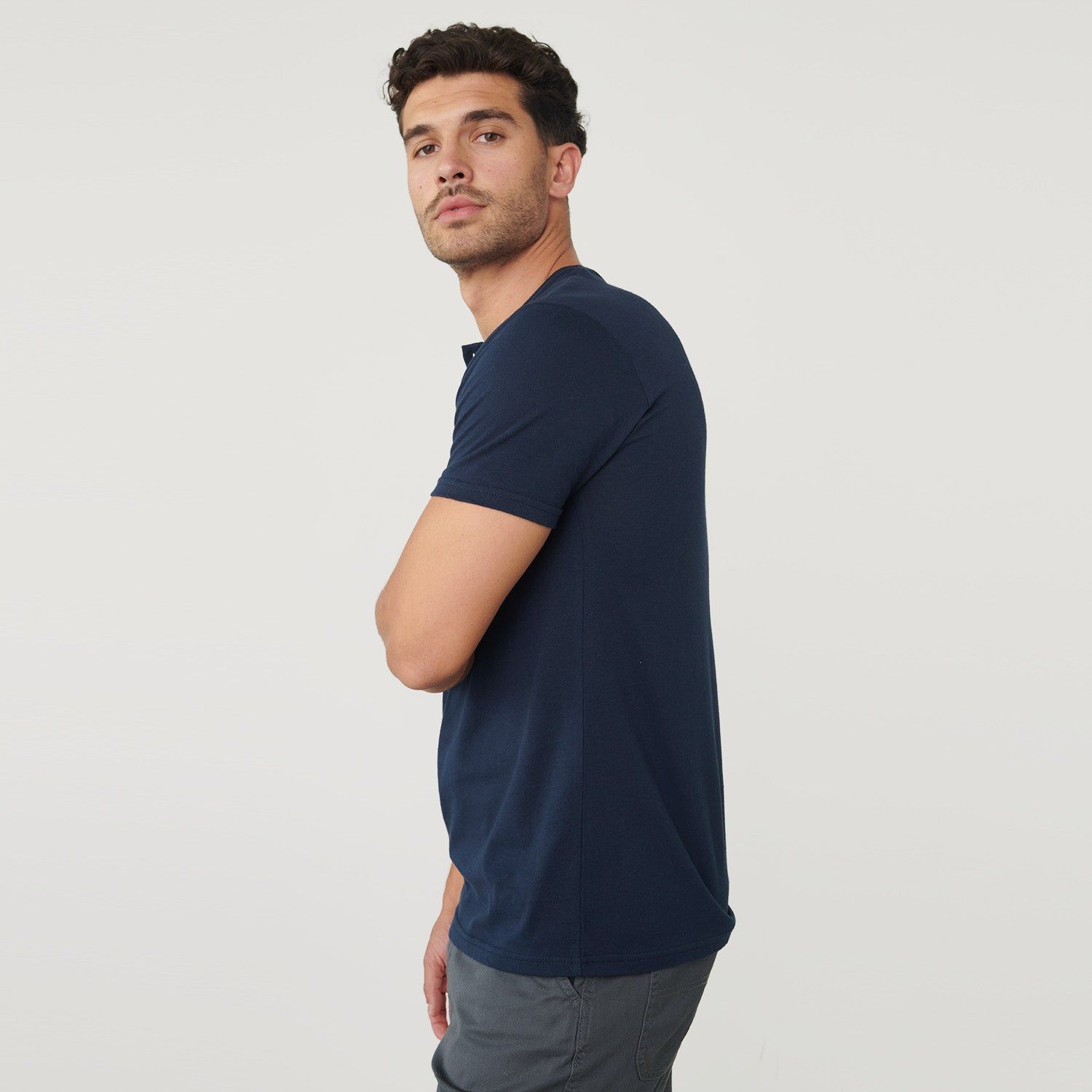 Navy Short Sleeve Henley sold by True Classic product image thumbnail 4