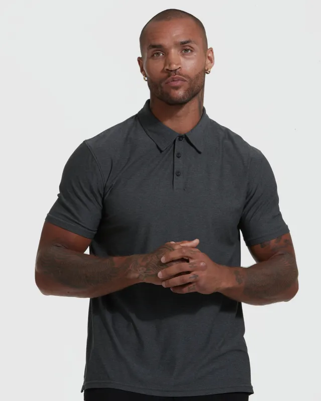 Charcoal Heather Gray Active Short Sleeve Polo sold by True Classic
