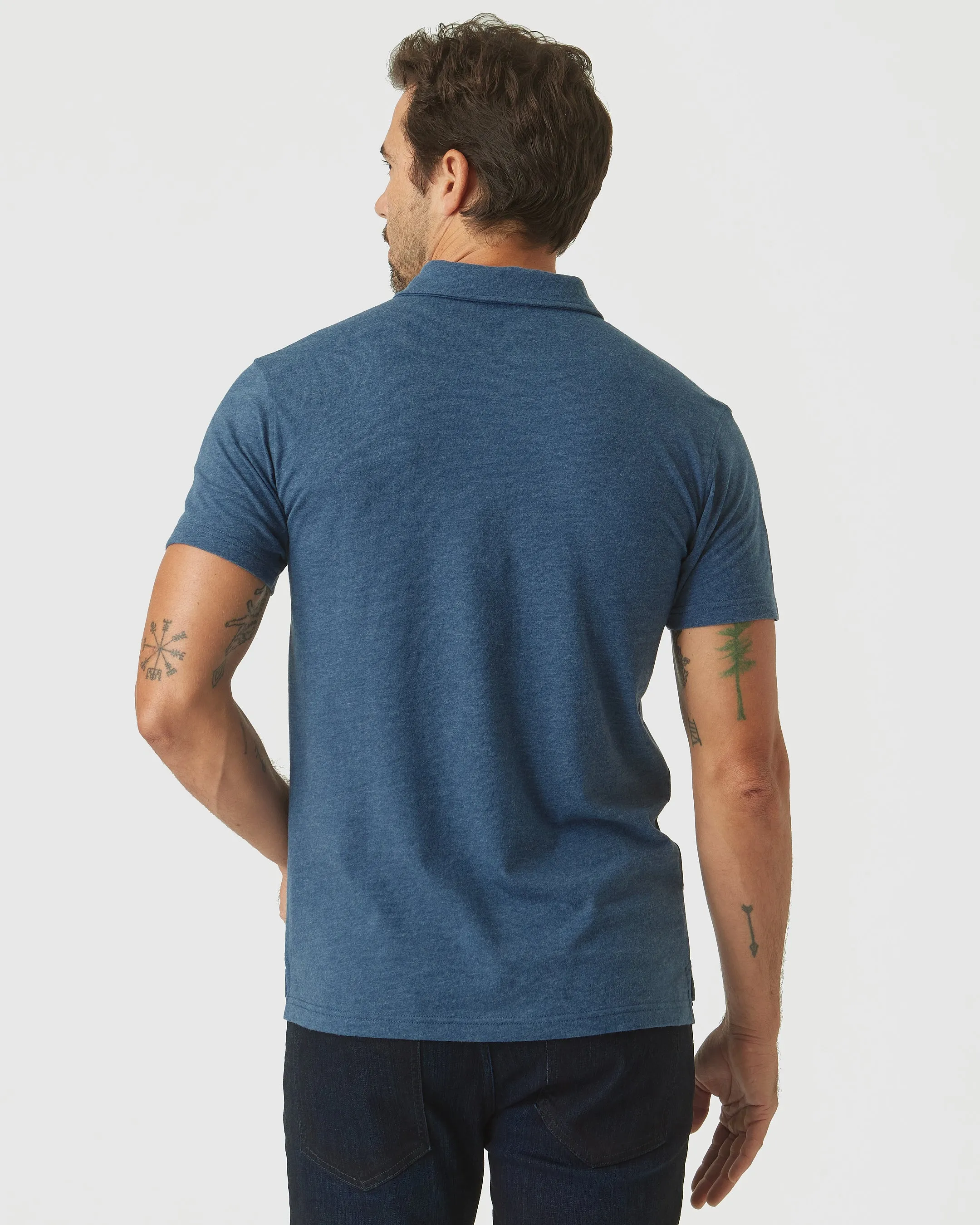 Deep Sea Blue Heather Short Sleeve Polo sold by True Classic product image thumbnail 3