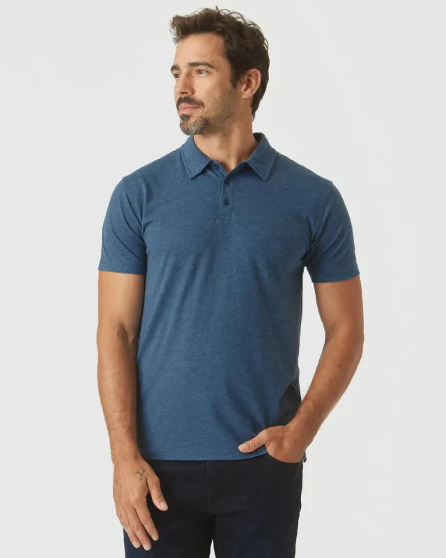 Deep Sea Blue Heather Short Sleeve Polo sold by True Classic