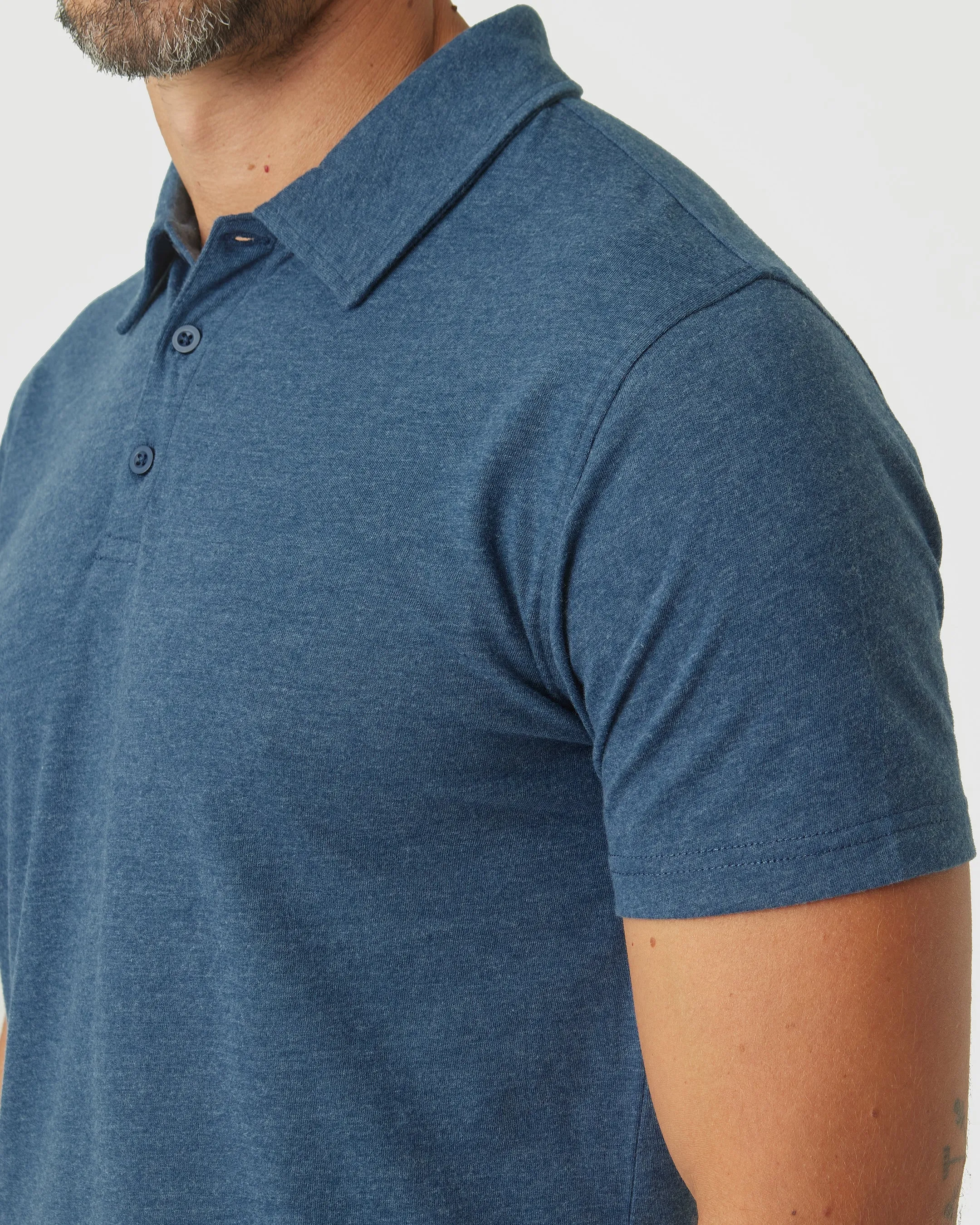 Deep Sea Blue Heather Short Sleeve Polo sold by True Classic product image thumbnail 5