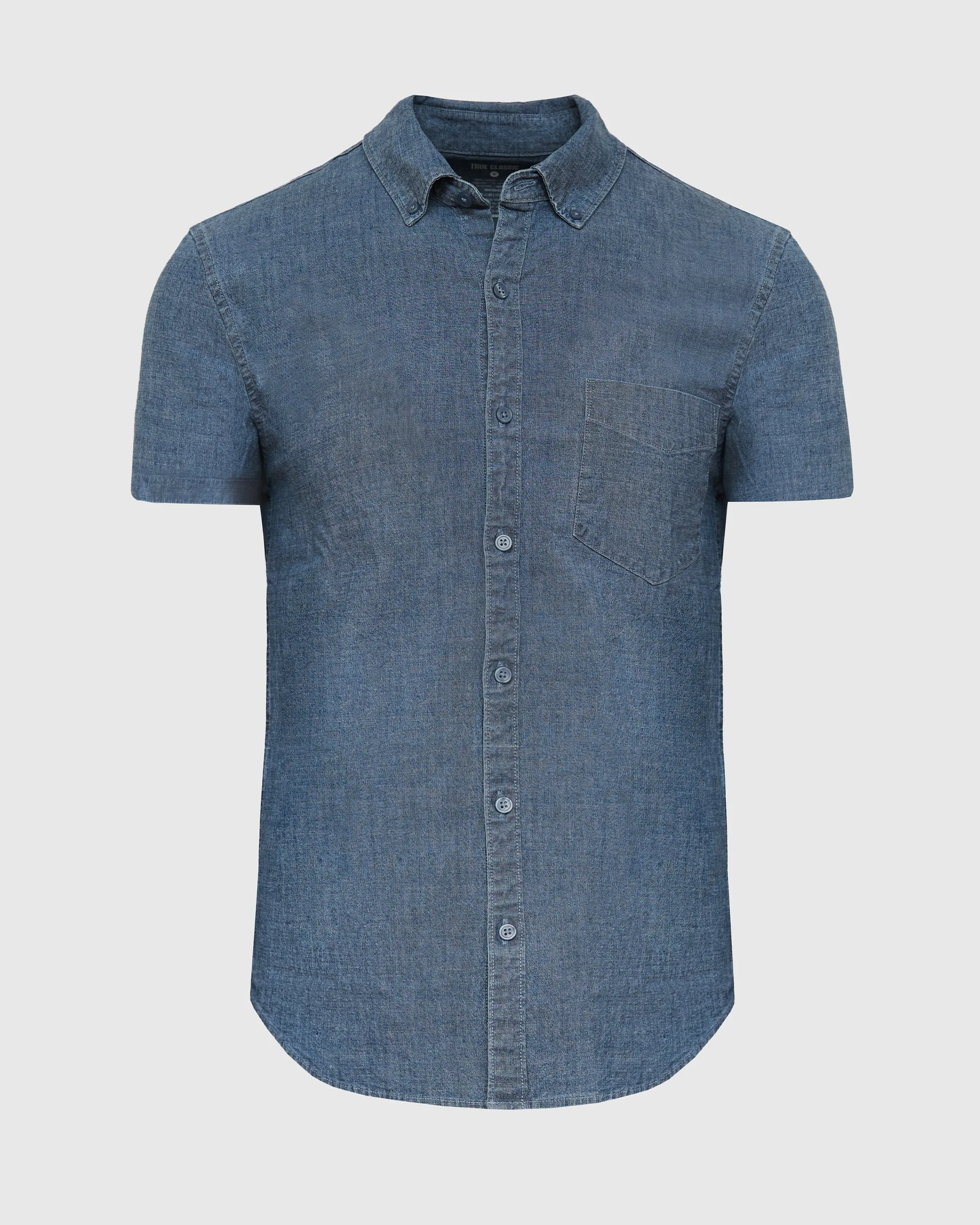 Light Indigo Wash Short Sleeve Stretch Chambray Shirt sold by True Classic product image thumbnail 2