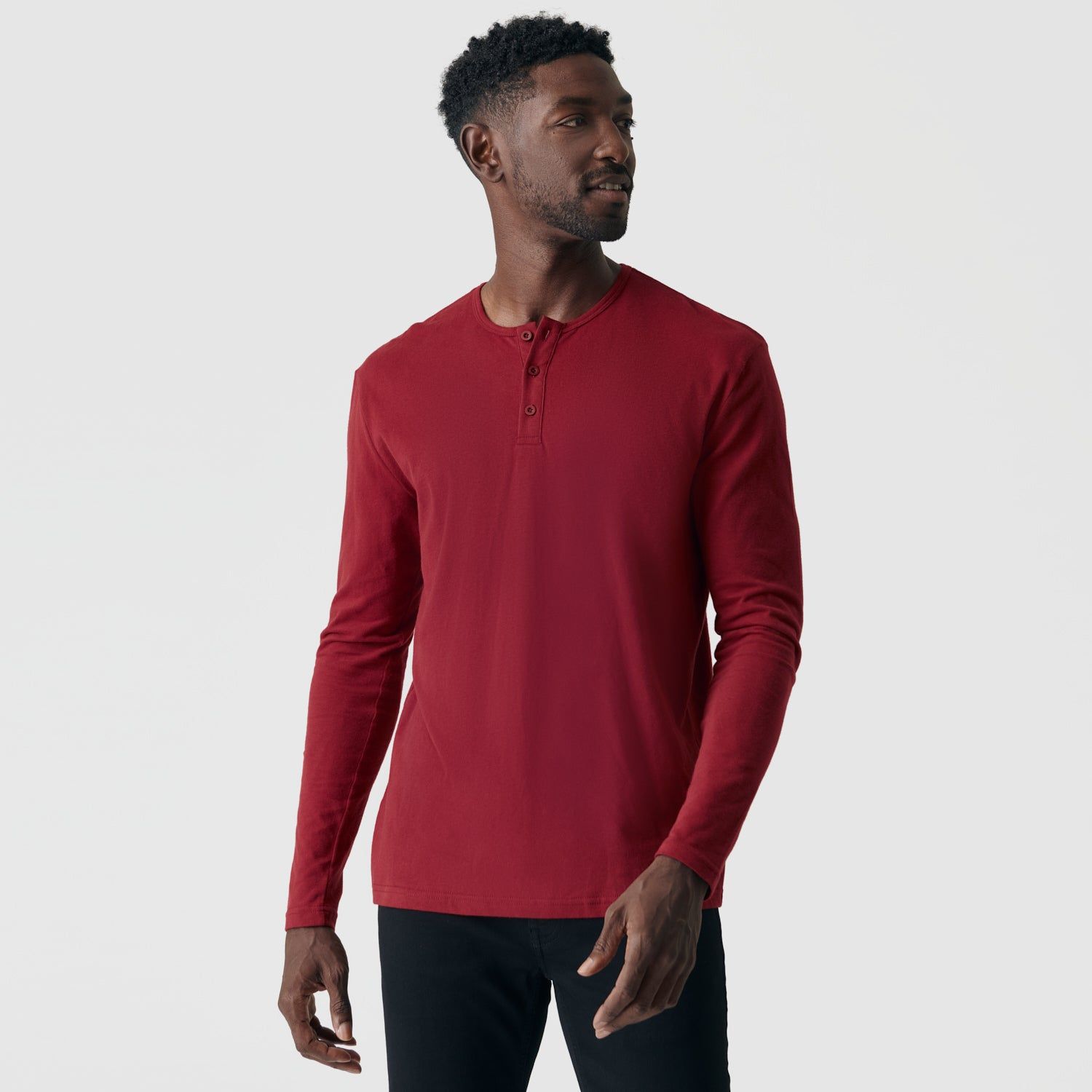 Crimson Long Sleeve Henley sold by True Classic