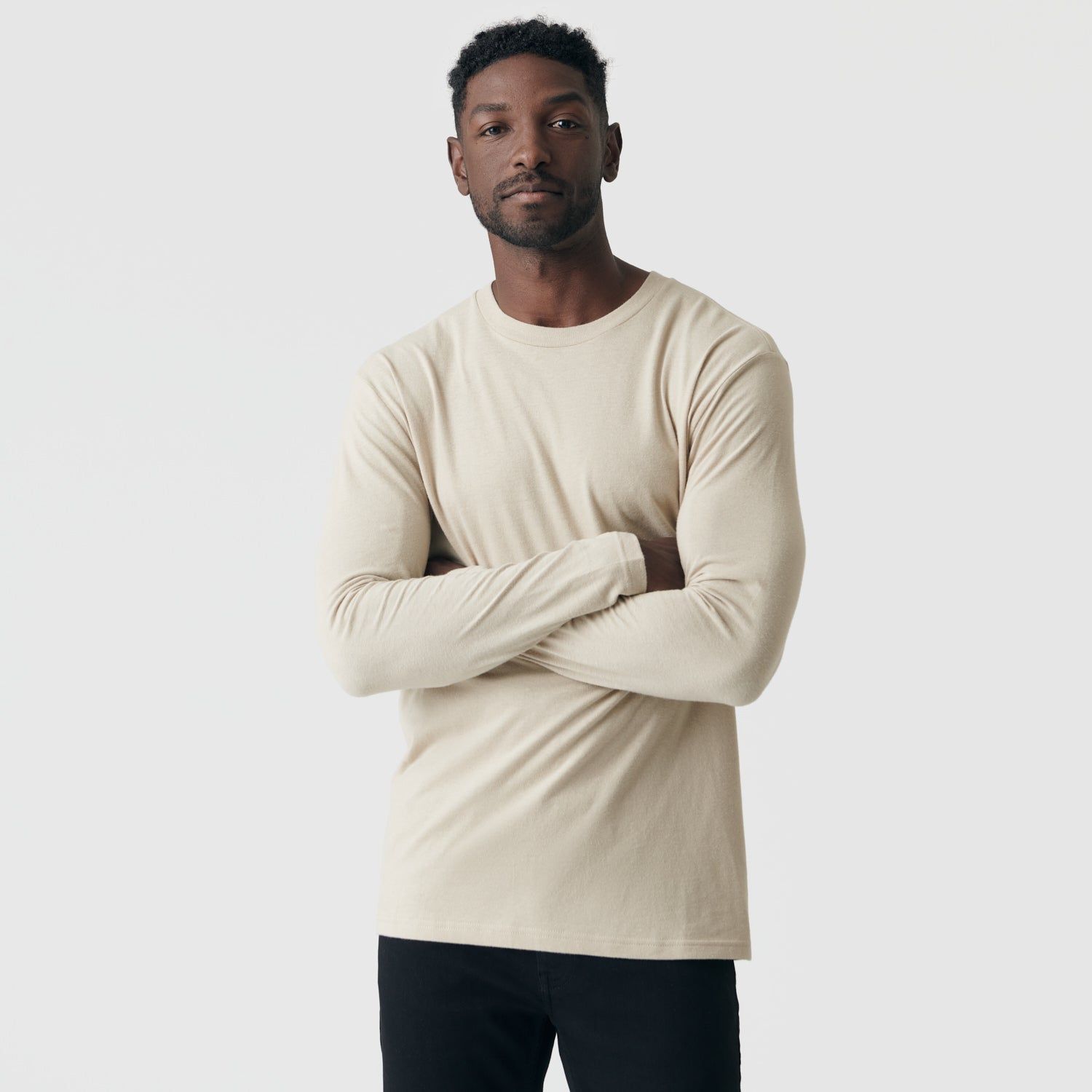Light Khaki Long Sleeve Crew Neck sold by True Classic