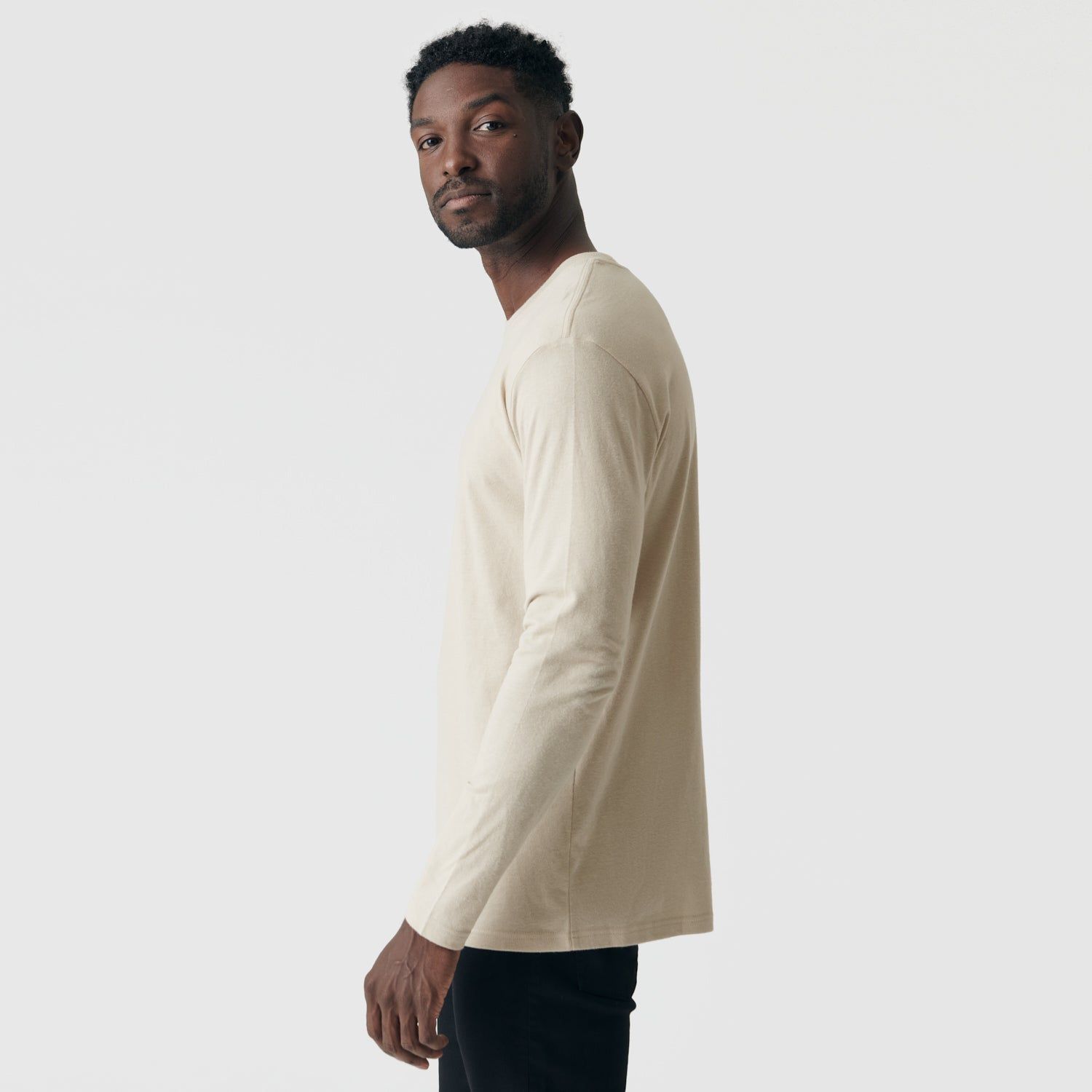 Light Khaki Long Sleeve Crew Neck sold by True Classic product image thumbnail 4
