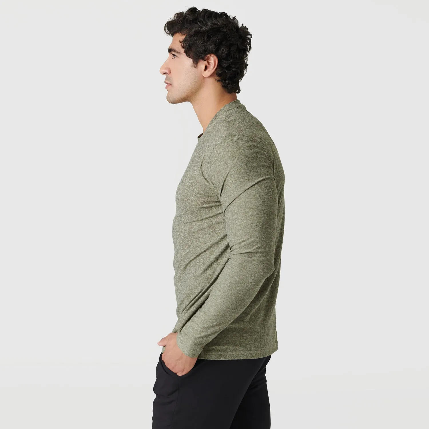 Heather Military Green Active Long Sleeve Crew Neck sold by True Classic product image thumbnail 4