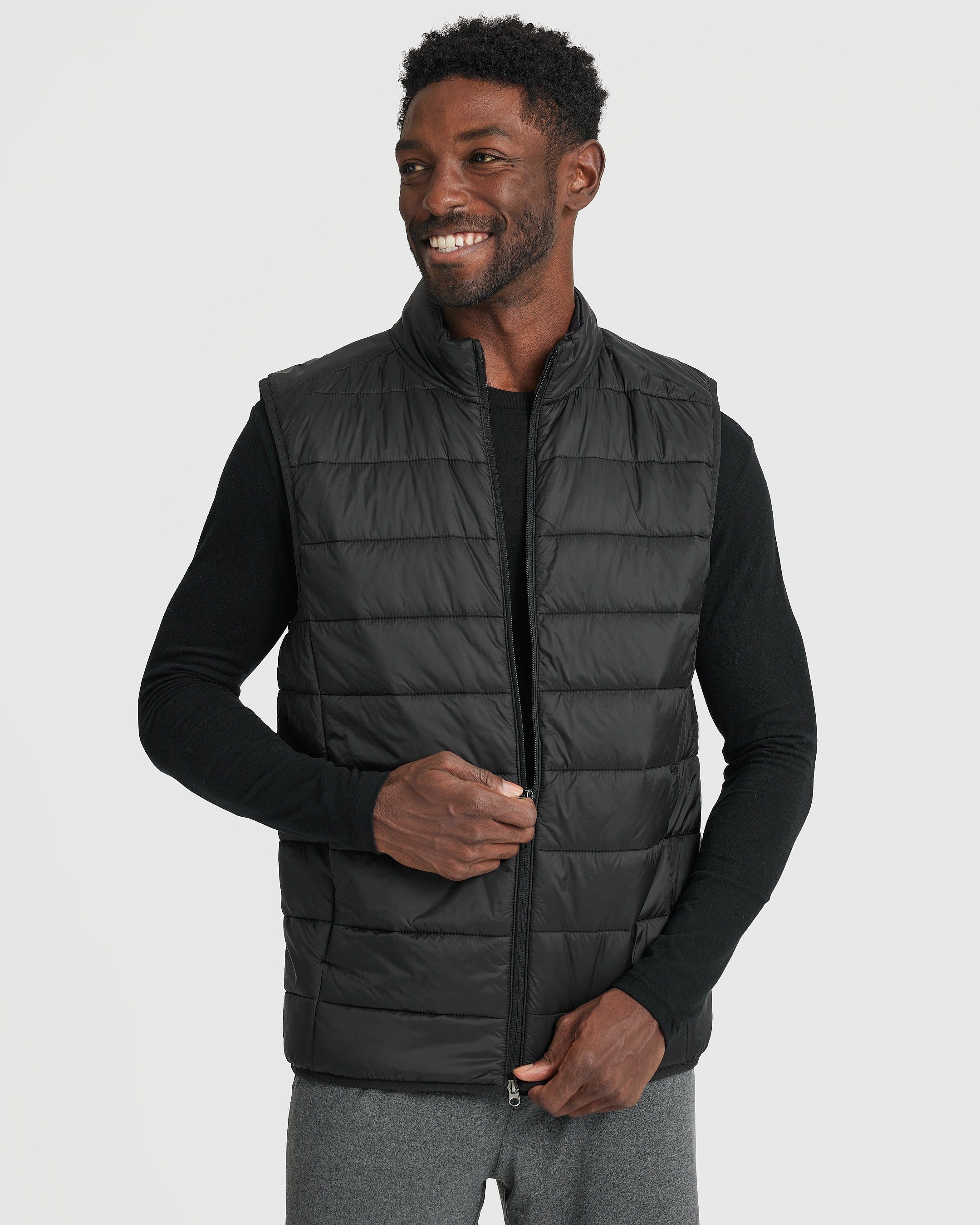 Black Puffer Vest sold by True Classic