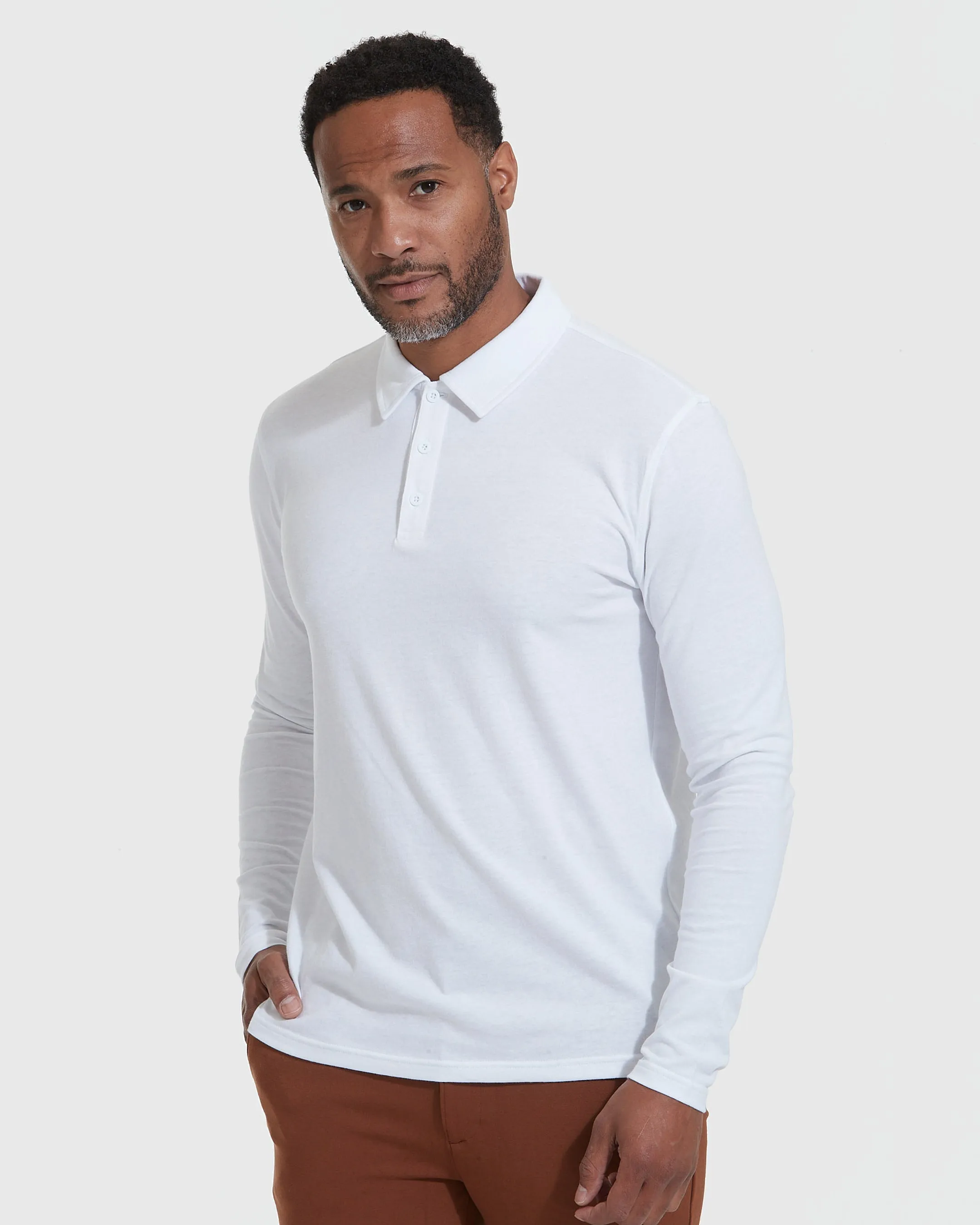 White Long Sleeve Polo sold by True Classic product image thumbnail 3