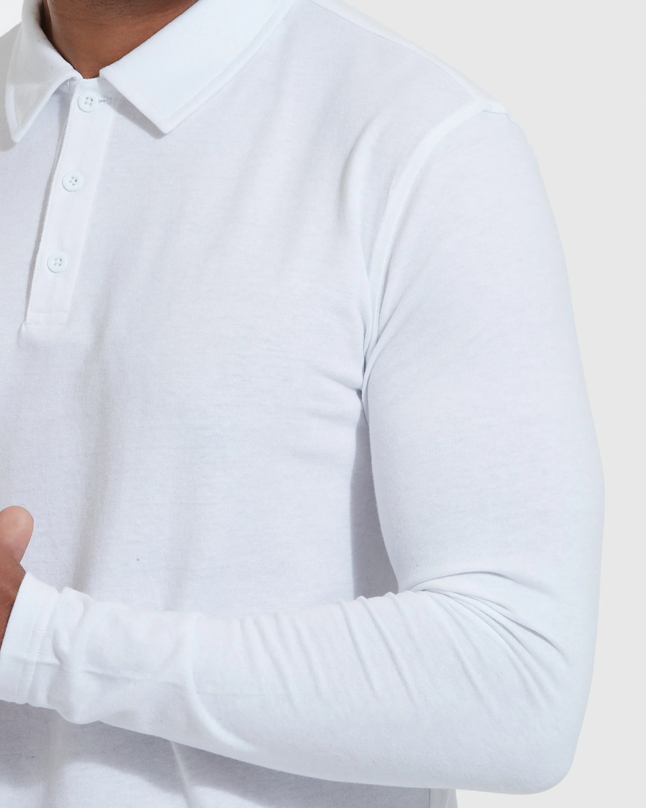 White Long Sleeve Polo sold by True Classic product image thumbnail 5