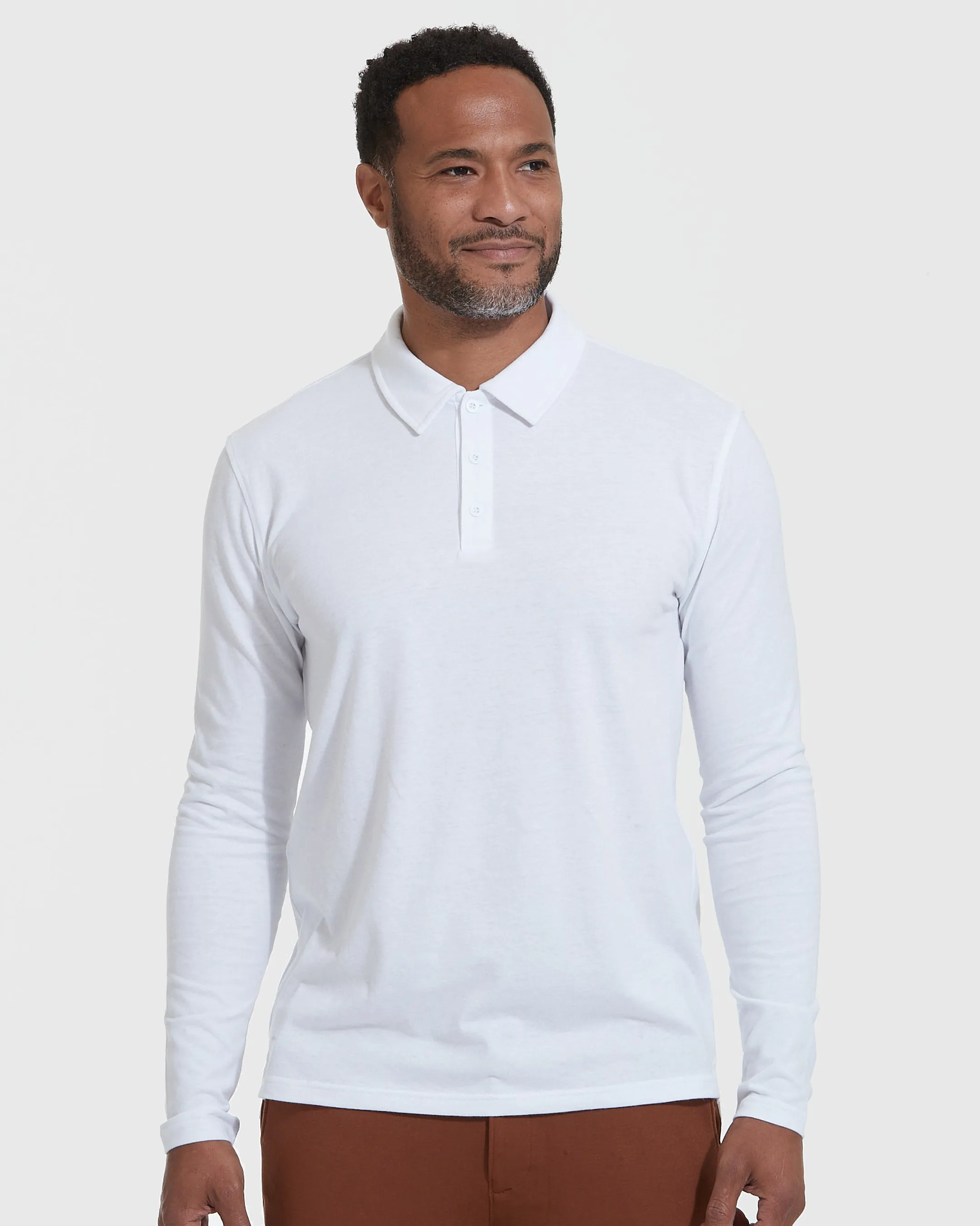 White Long Sleeve Polo sold by True Classic