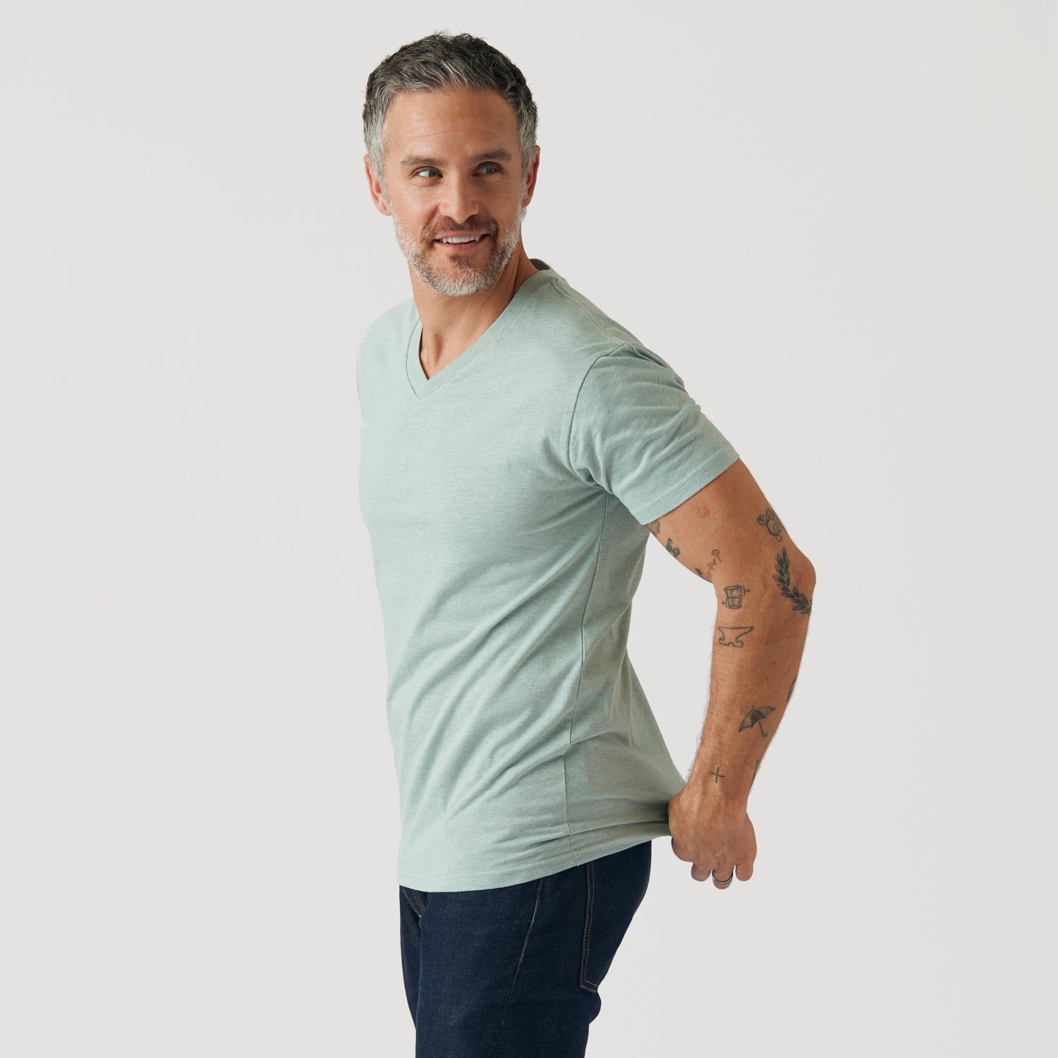 Heather Sage V-Neck T-Shirt sold by True Classic product image thumbnail 4