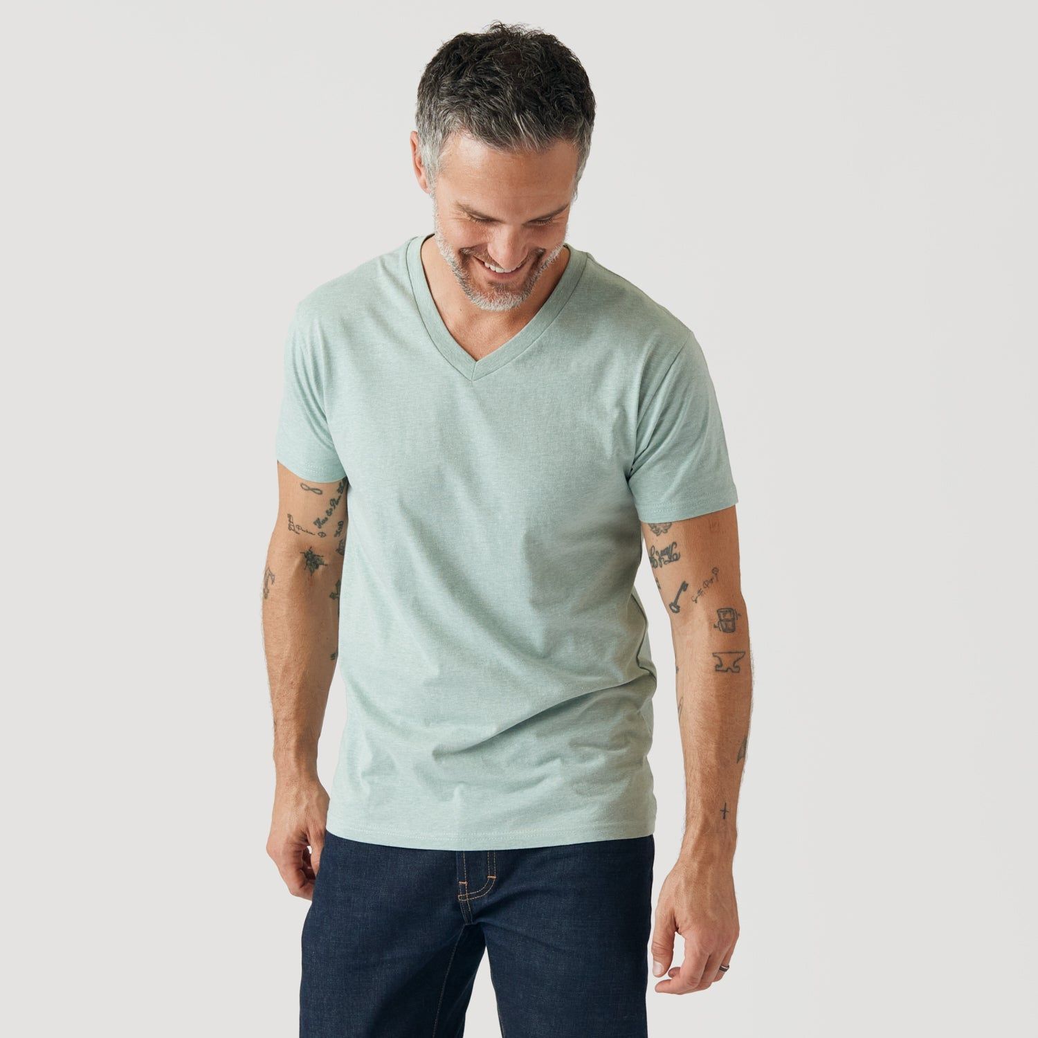 Heather Sage V-Neck T-Shirt sold by True Classic