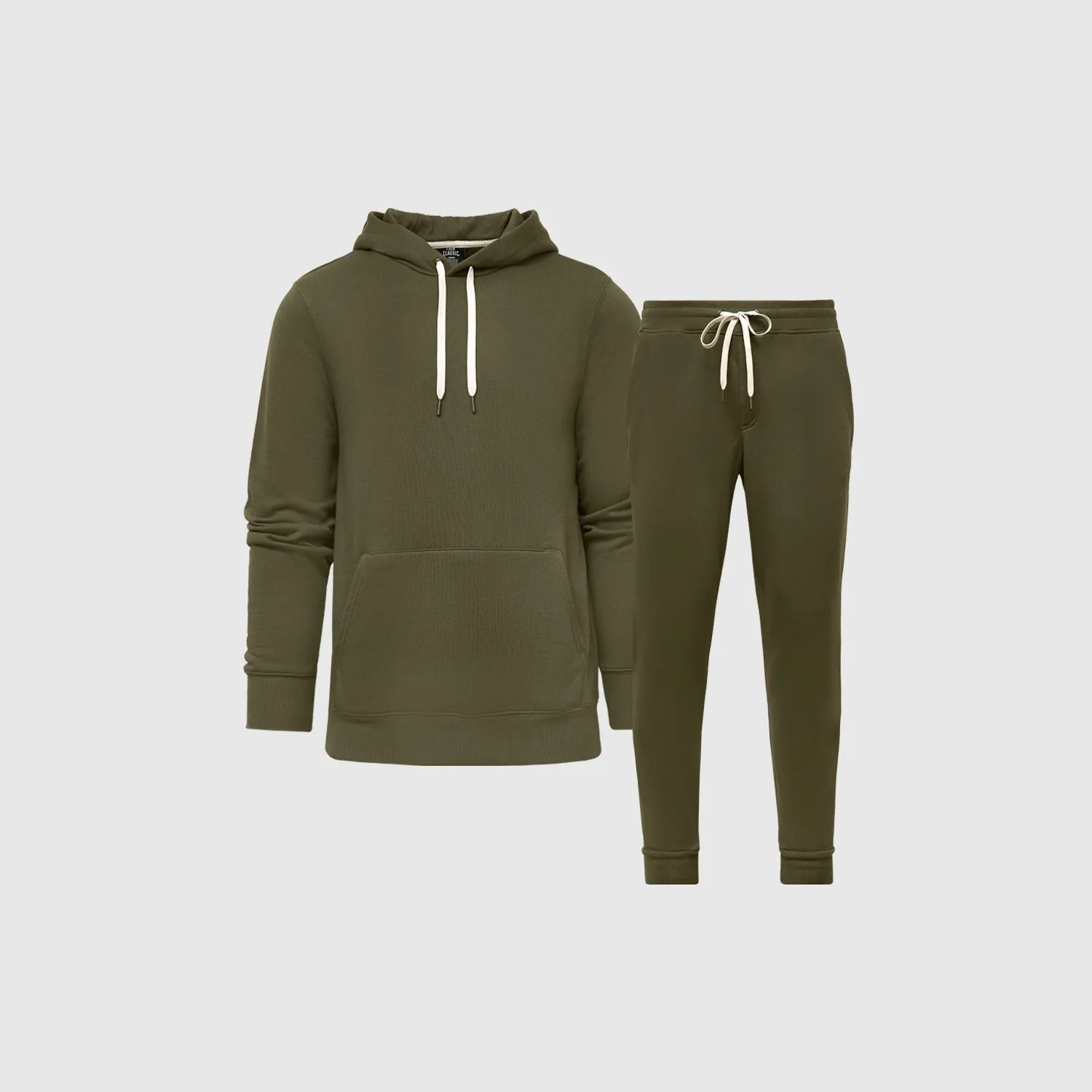Military Green Fleece Pullover Hoodie and Jogger Set sold by True Classic