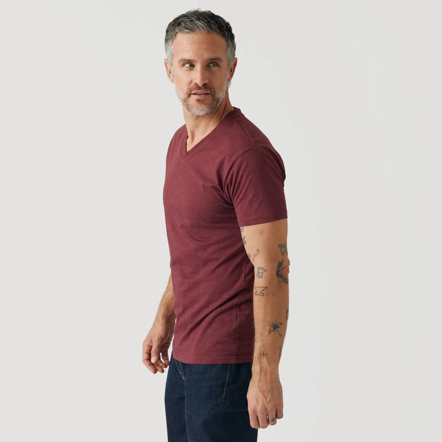 Heather Burgundy V-Neck Tee sold by True Classic product image thumbnail 4