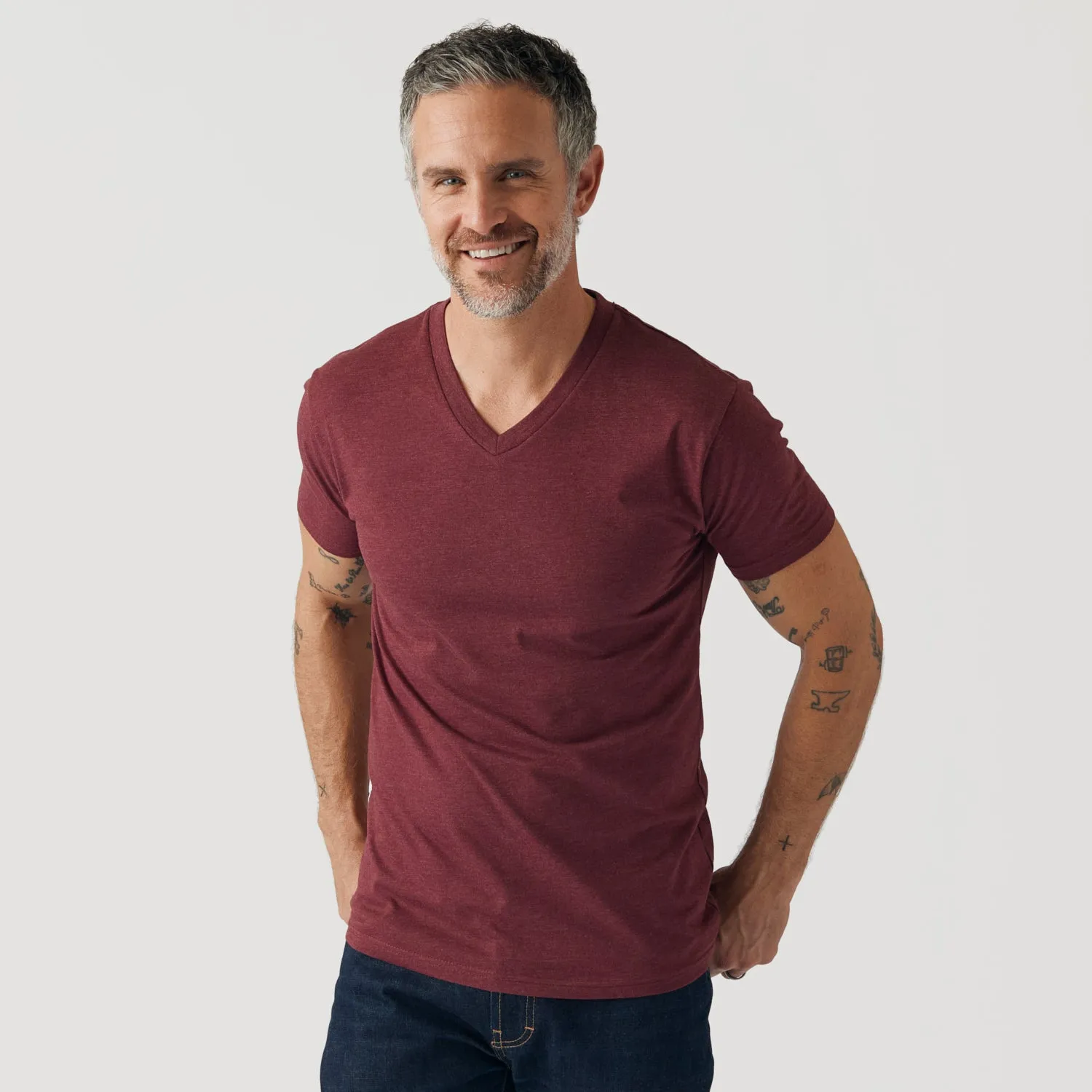 Heather Burgundy V-Neck Tee sold by True Classic