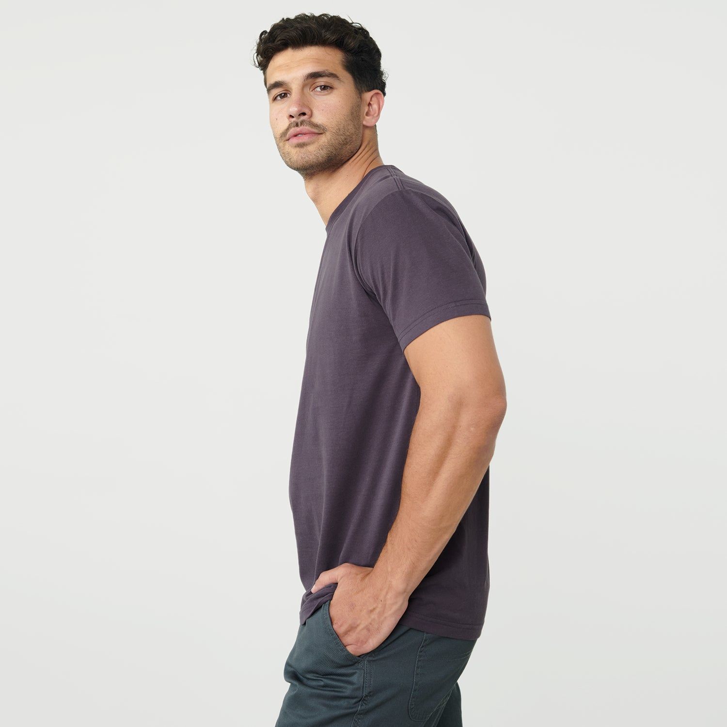 Dark Purple Crew Neck T-Shirt sold by True Classic product image thumbnail 4