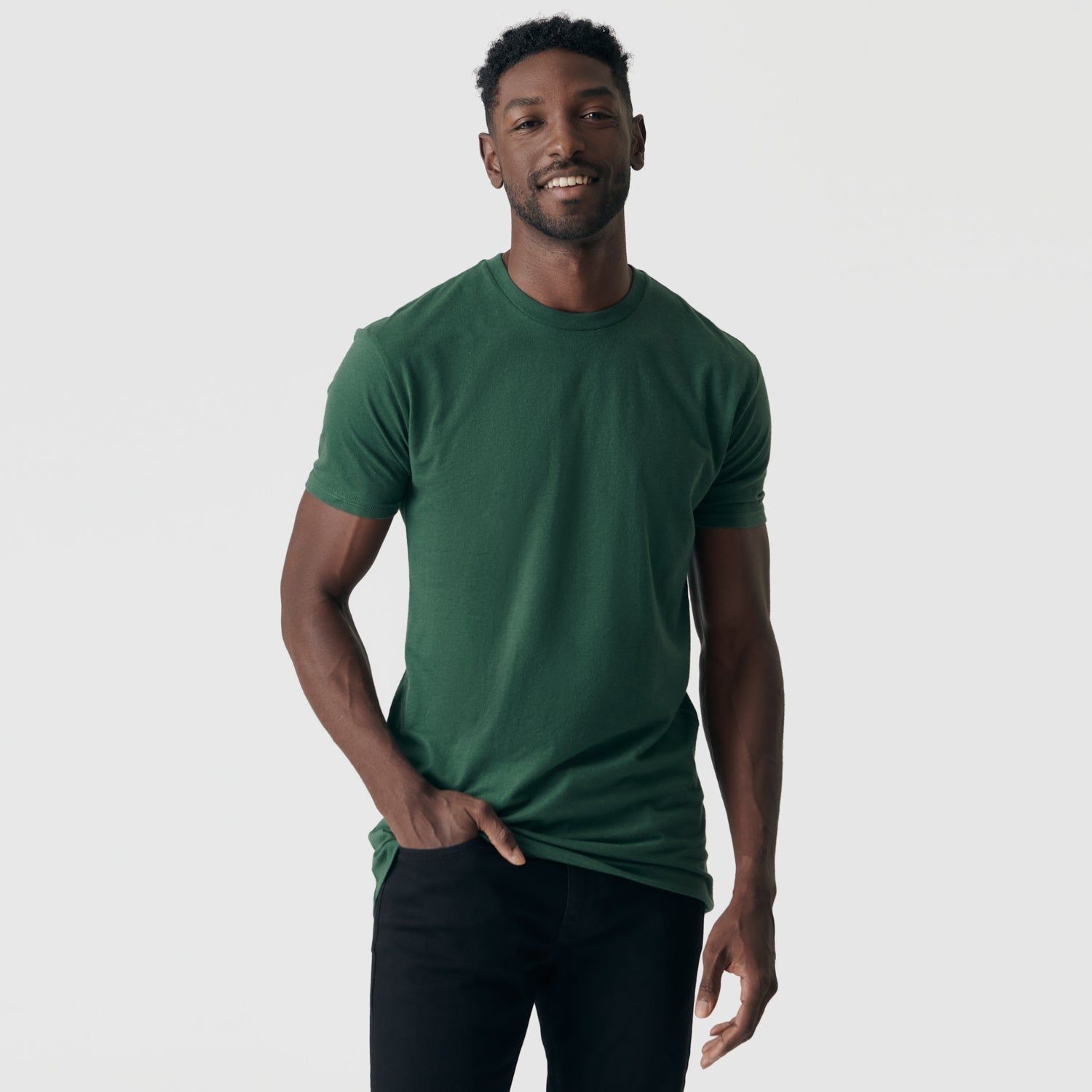Hunter Green Tall Round Hem Crew Neck T-Shirt sold by True Classic