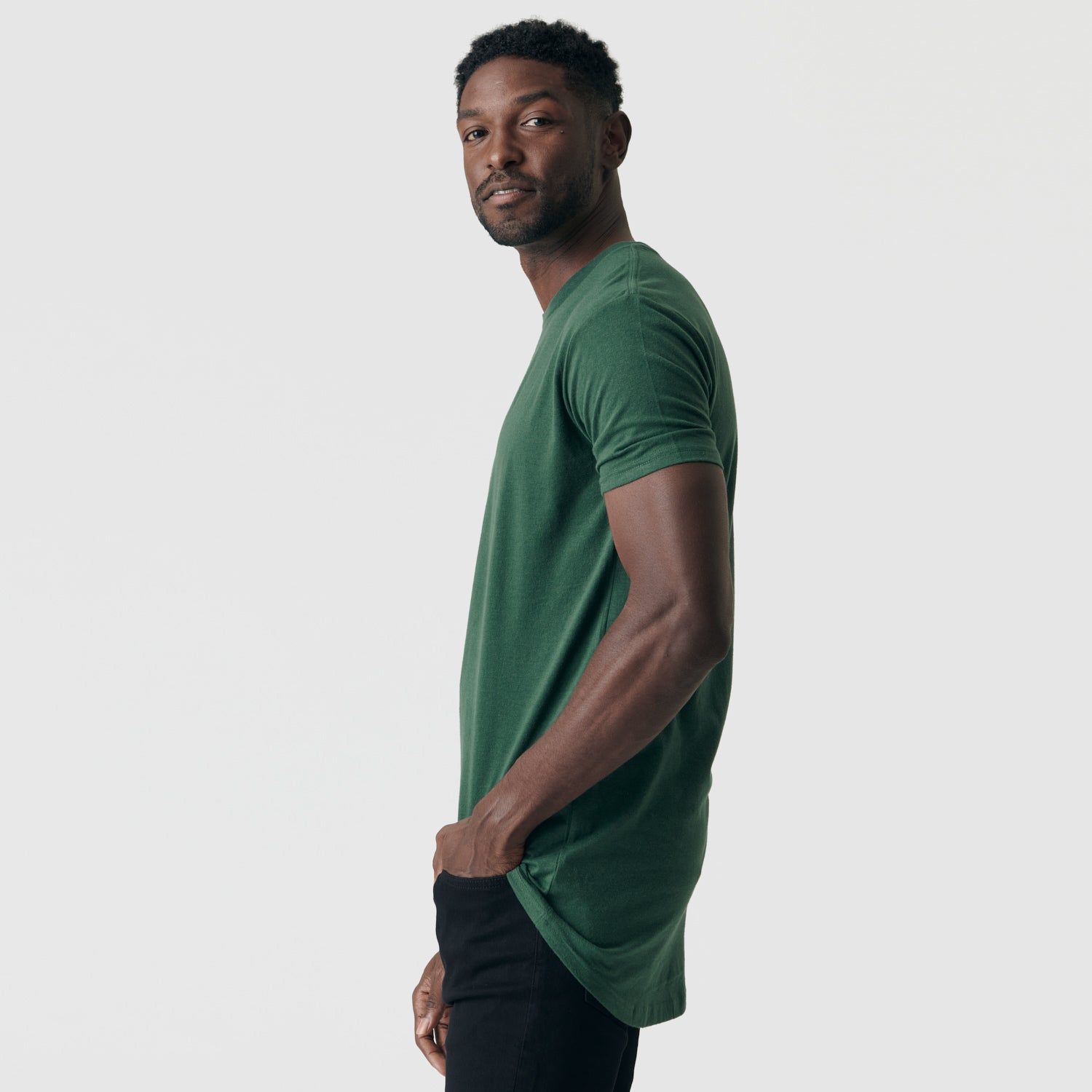 Hunter Green Tall Round Hem Crew Neck T-Shirt sold by True Classic product image thumbnail 4
