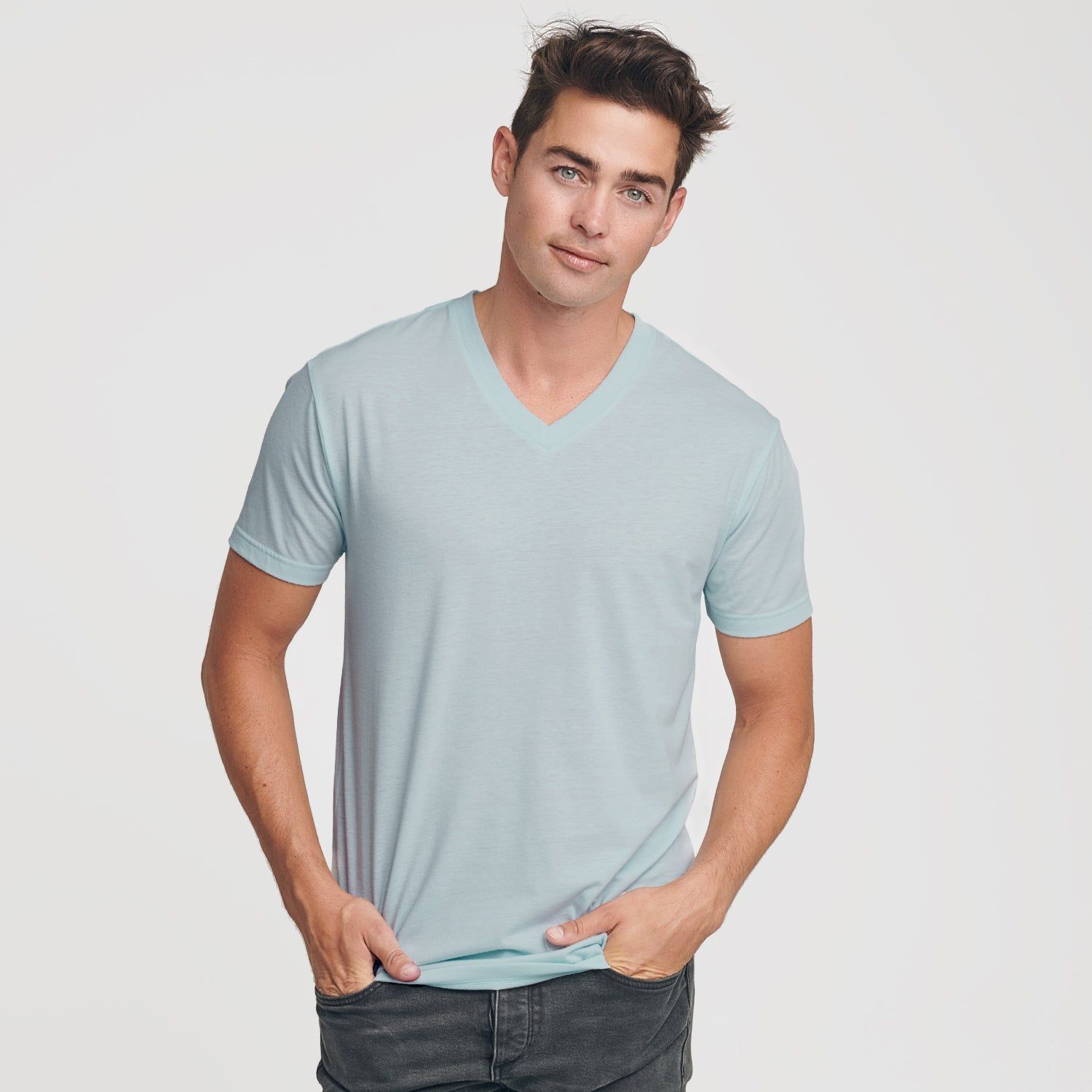 Light Blue V-Neck T-Shirt sold by True Classic