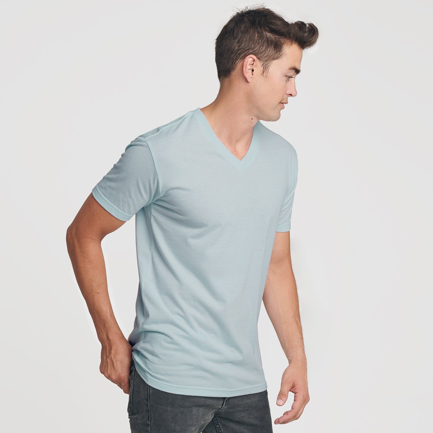 Light Blue V-Neck T-Shirt sold by True Classic product image thumbnail 4