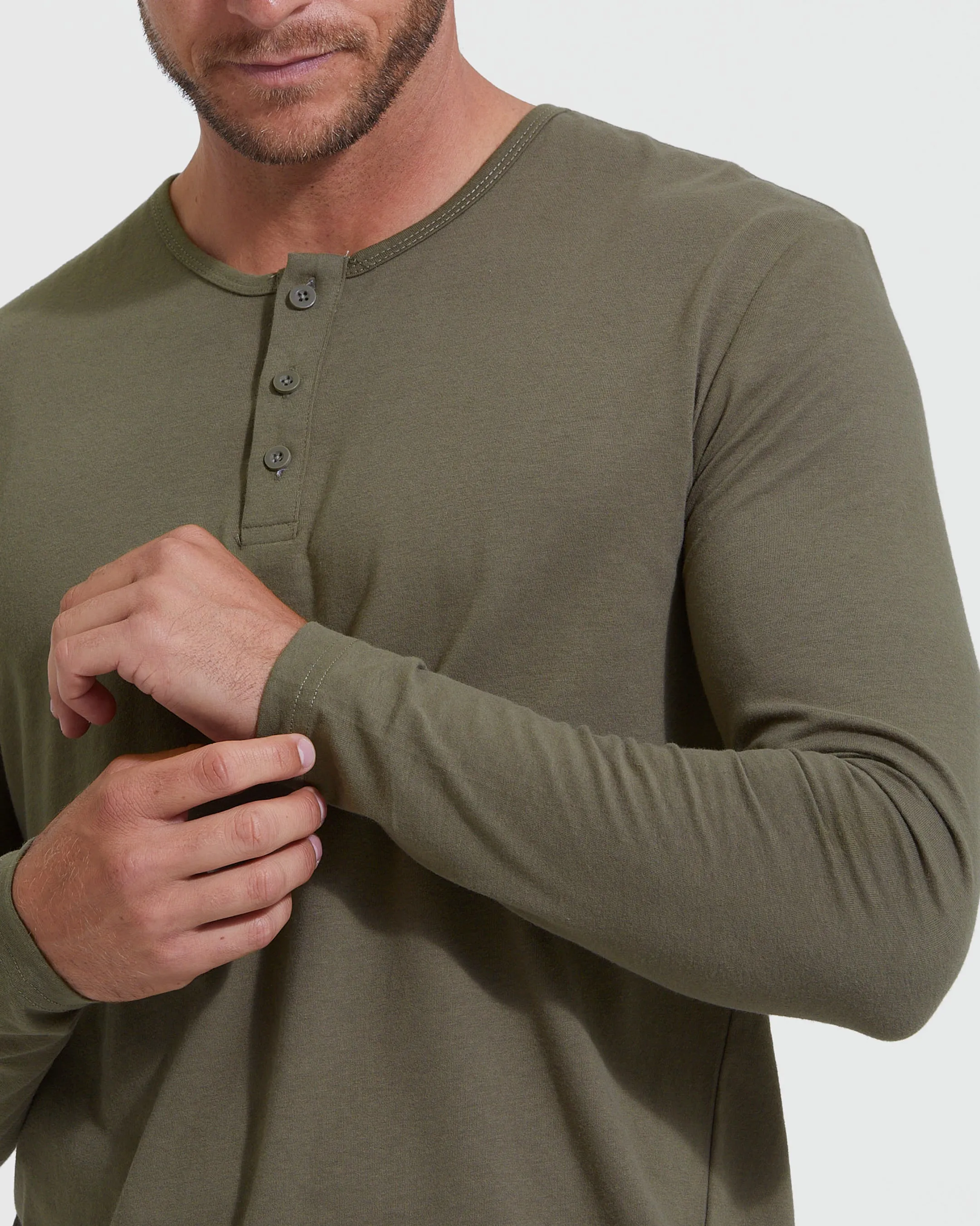 Military Green Classic Long Sleeve Henley sold by True Classic product image thumbnail 5