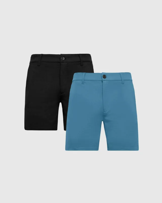 7" Black & Sapphire Comfort Knit Chino Shorts 2-Pack sold by True Classic