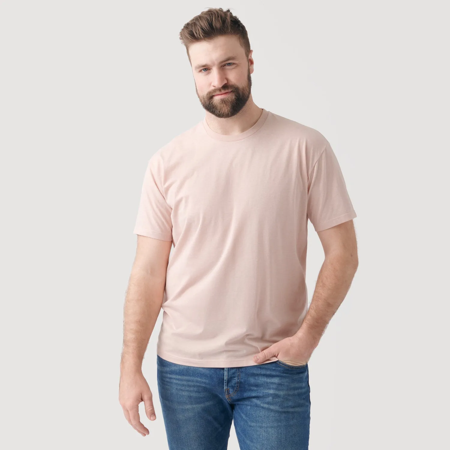Heather Dusty Pink Short Sleeve Crew Neck Tee sold by True Classic product image thumbnail 5