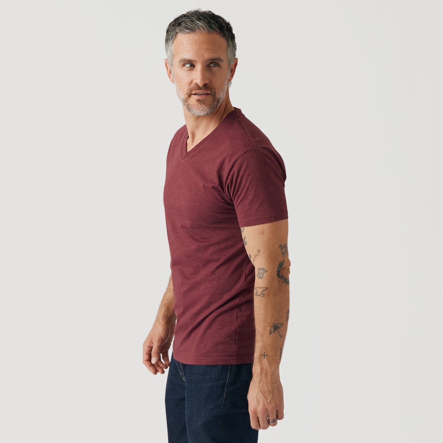Heather Burgundy V-Neck T-Shirt sold by True Classic product image thumbnail 4