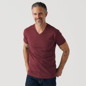 Heather Burgundy V-Neck T-Shirt sold by True Classic