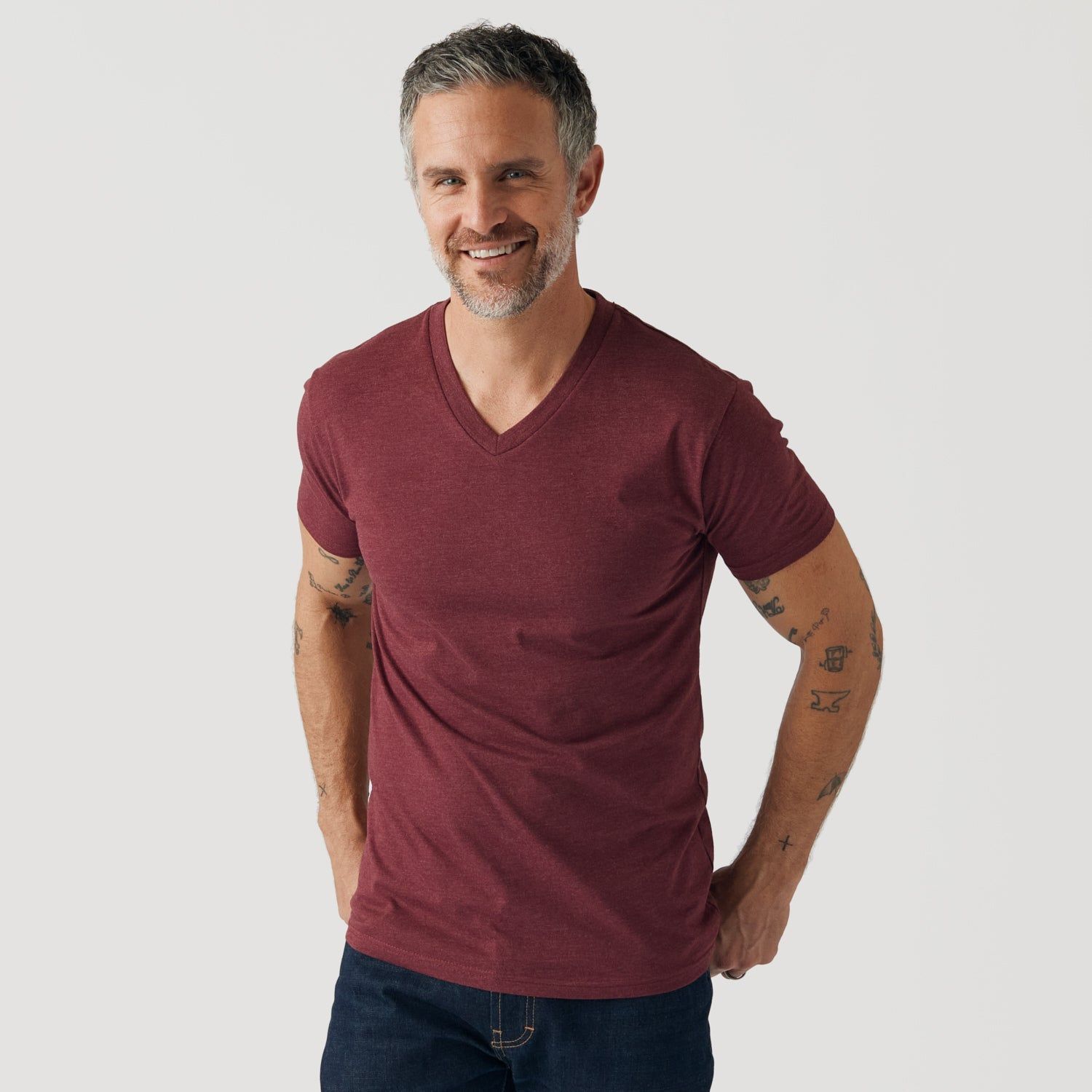 Heather Burgundy V-Neck T-Shirt sold by True Classic