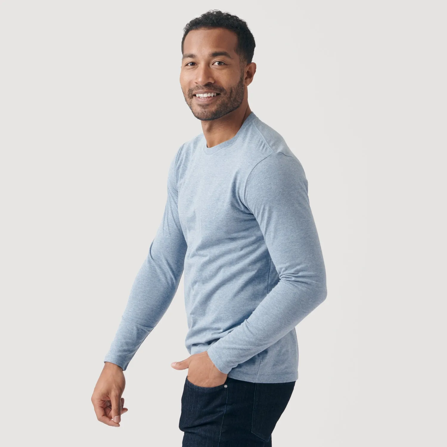 Heather Indigo Classic Long Sleeve Crew Neck sold by True Classic product image thumbnail 4