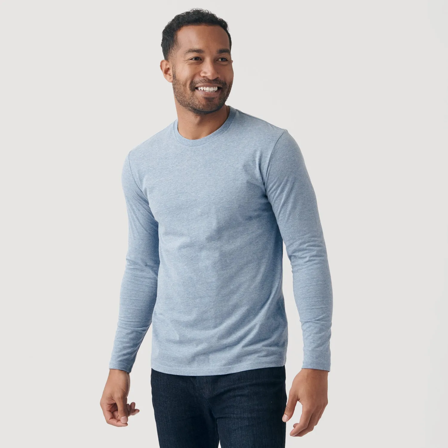 Heather Indigo Classic Long Sleeve Crew Neck sold by True Classic