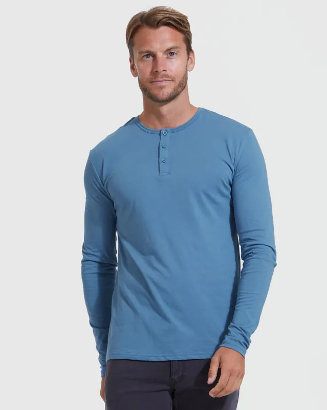 Indigo Classic Long Sleeve Henley sold by True Classic