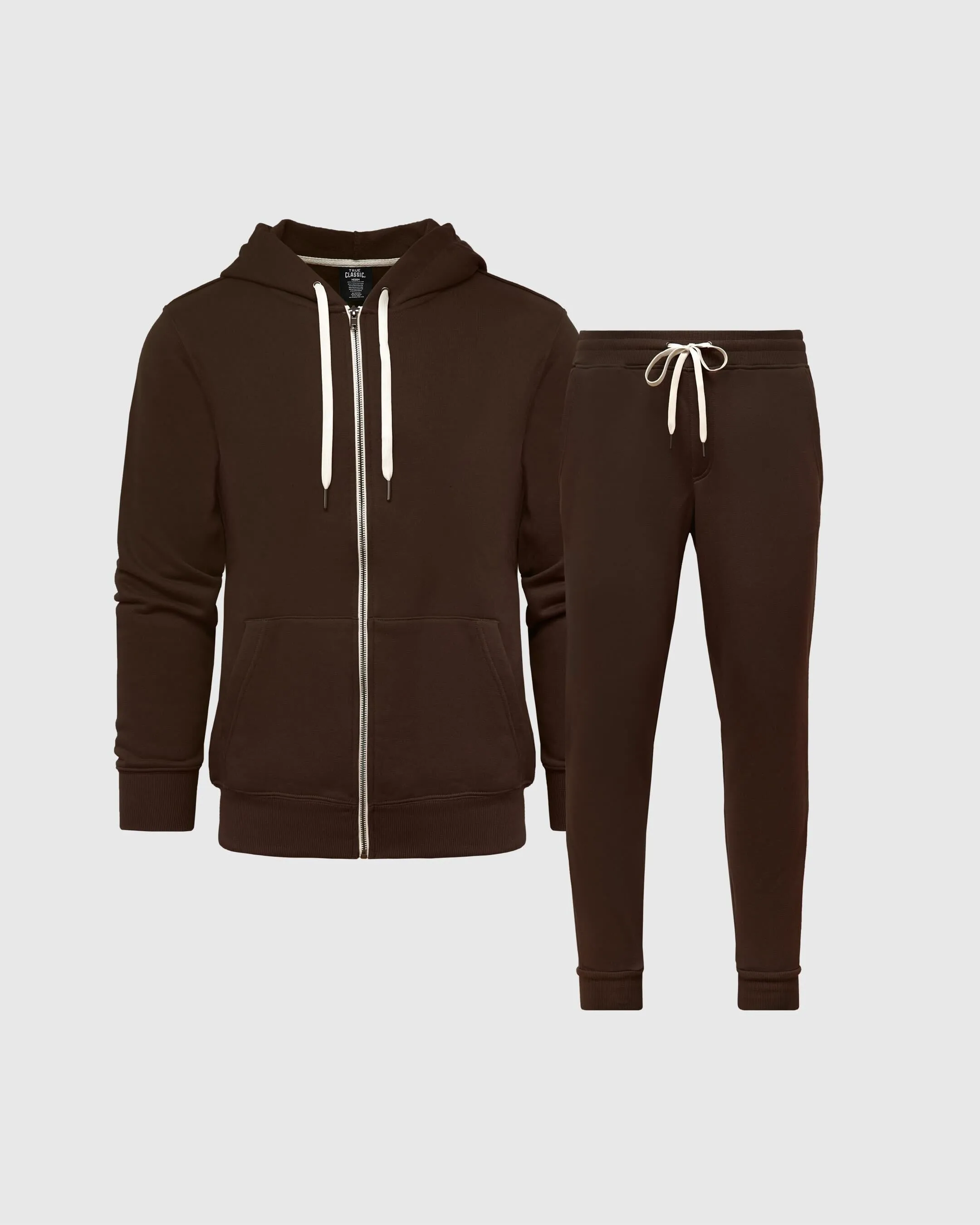 Dark Oak Fleece Zip Hoodie and Jogger Set sold by True Classic