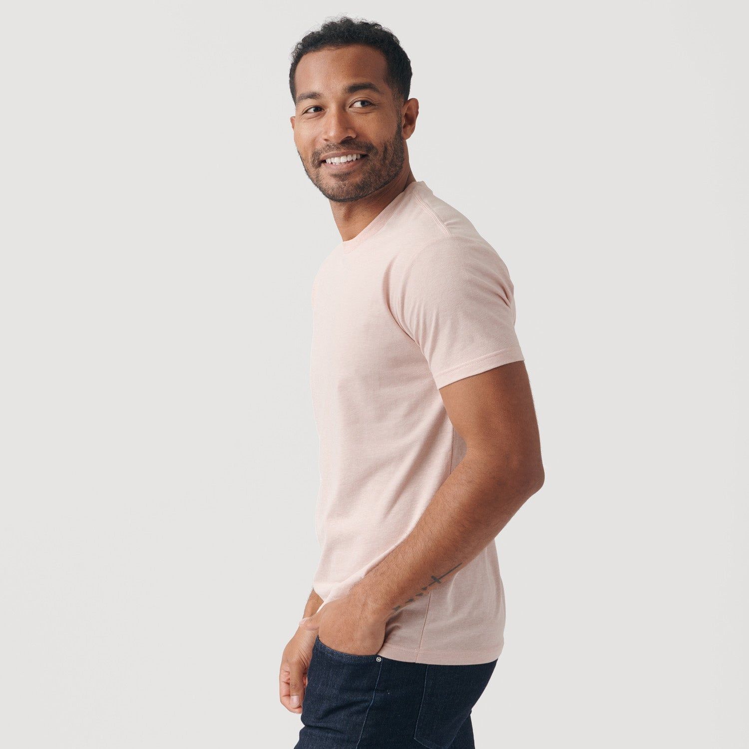 Heather Dusty Pink Crew Neck T-Shirt sold by True Classic product image thumbnail 4