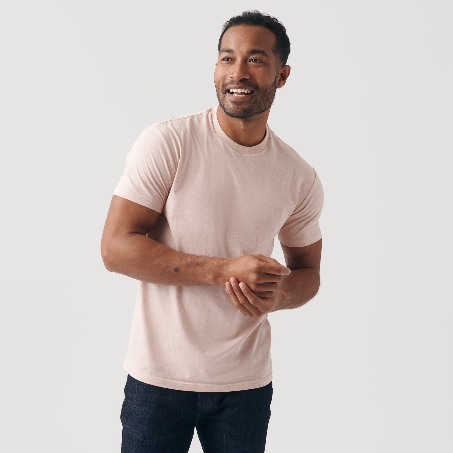 Heather Dusty Pink Crew Neck T-Shirt sold by True Classic