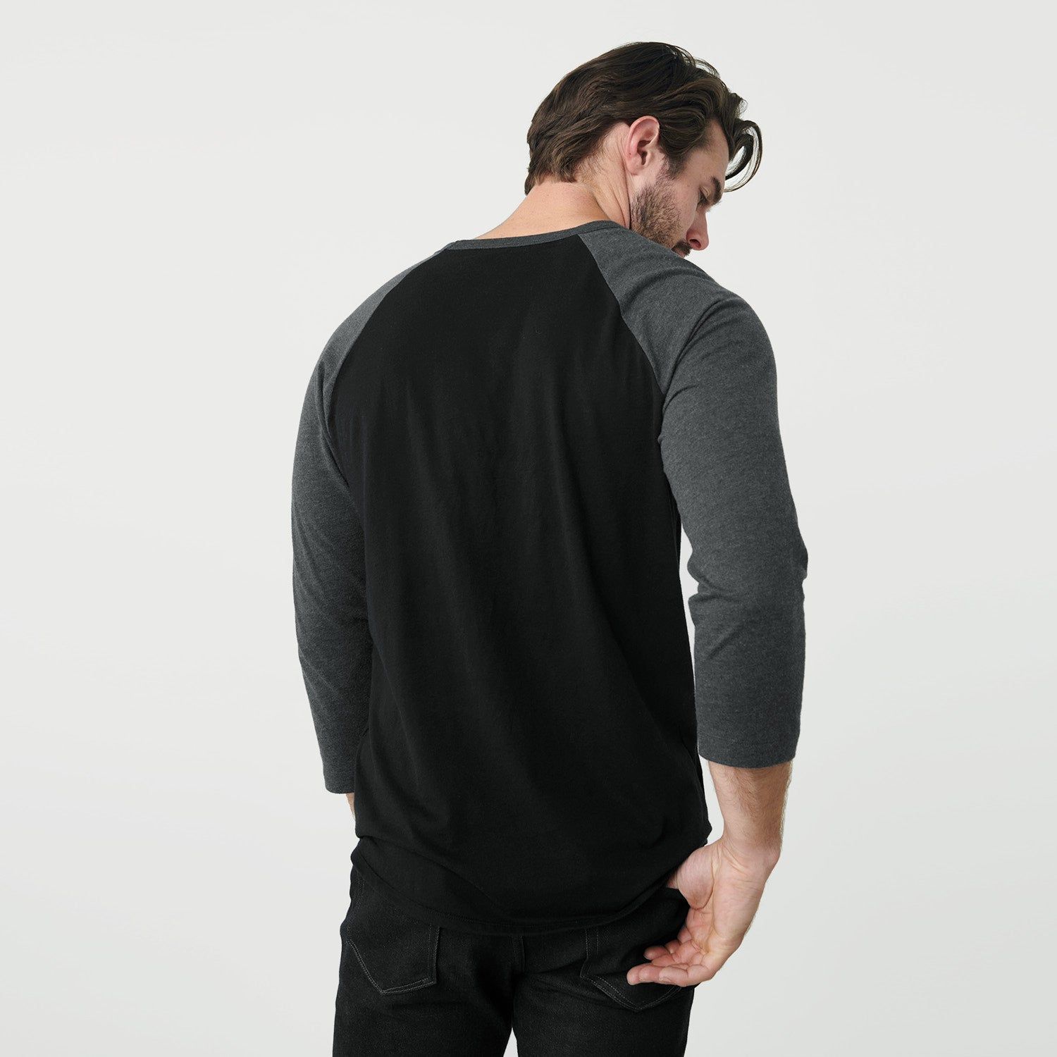 Black/Charcoal Heather Baseball Raglan sold by True Classic product image thumbnail 3