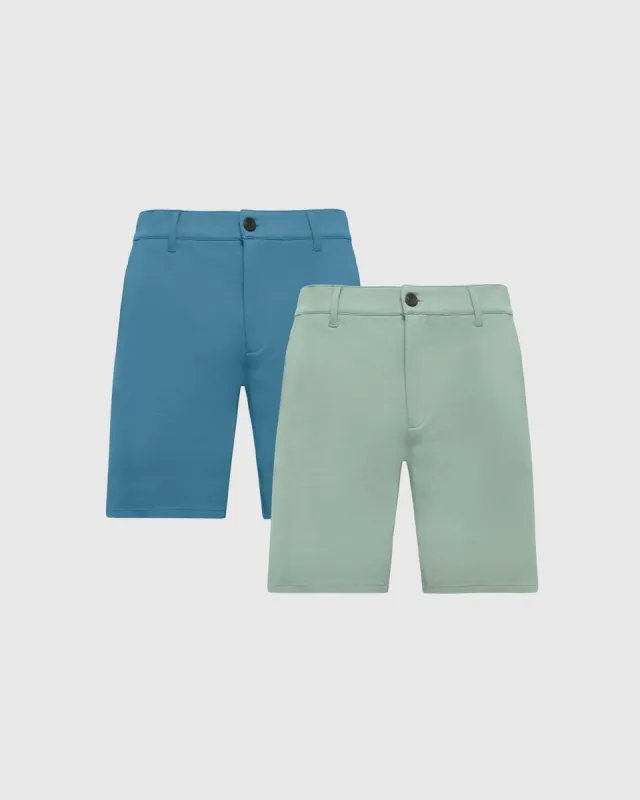 9" Sapphire & Slate Green Comfort Chino Shorts 2-Pack sold by True Classic