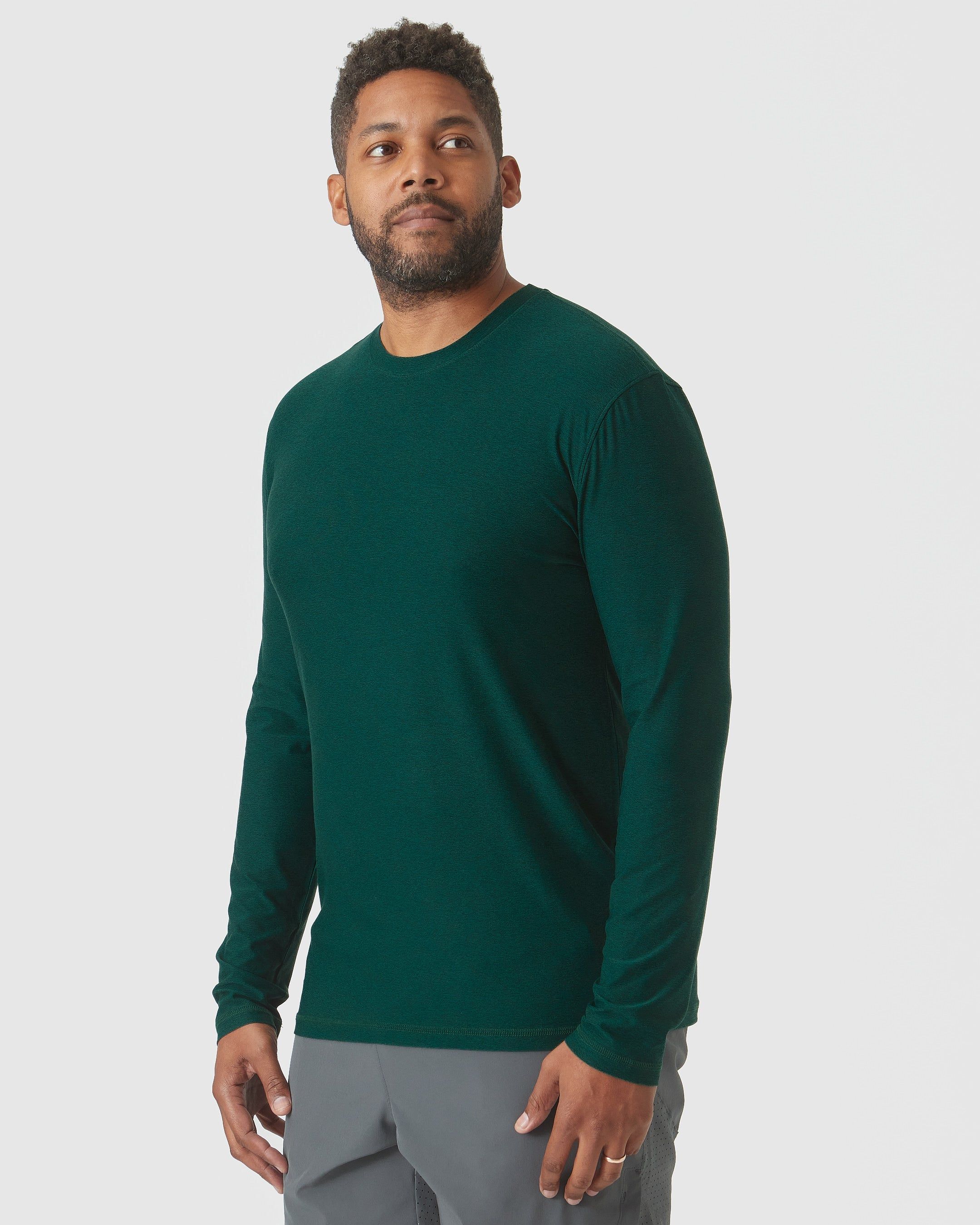 Evergreen Heather Active Long Sleeve Crew T-Shirt sold by True Classic product image thumbnail 4