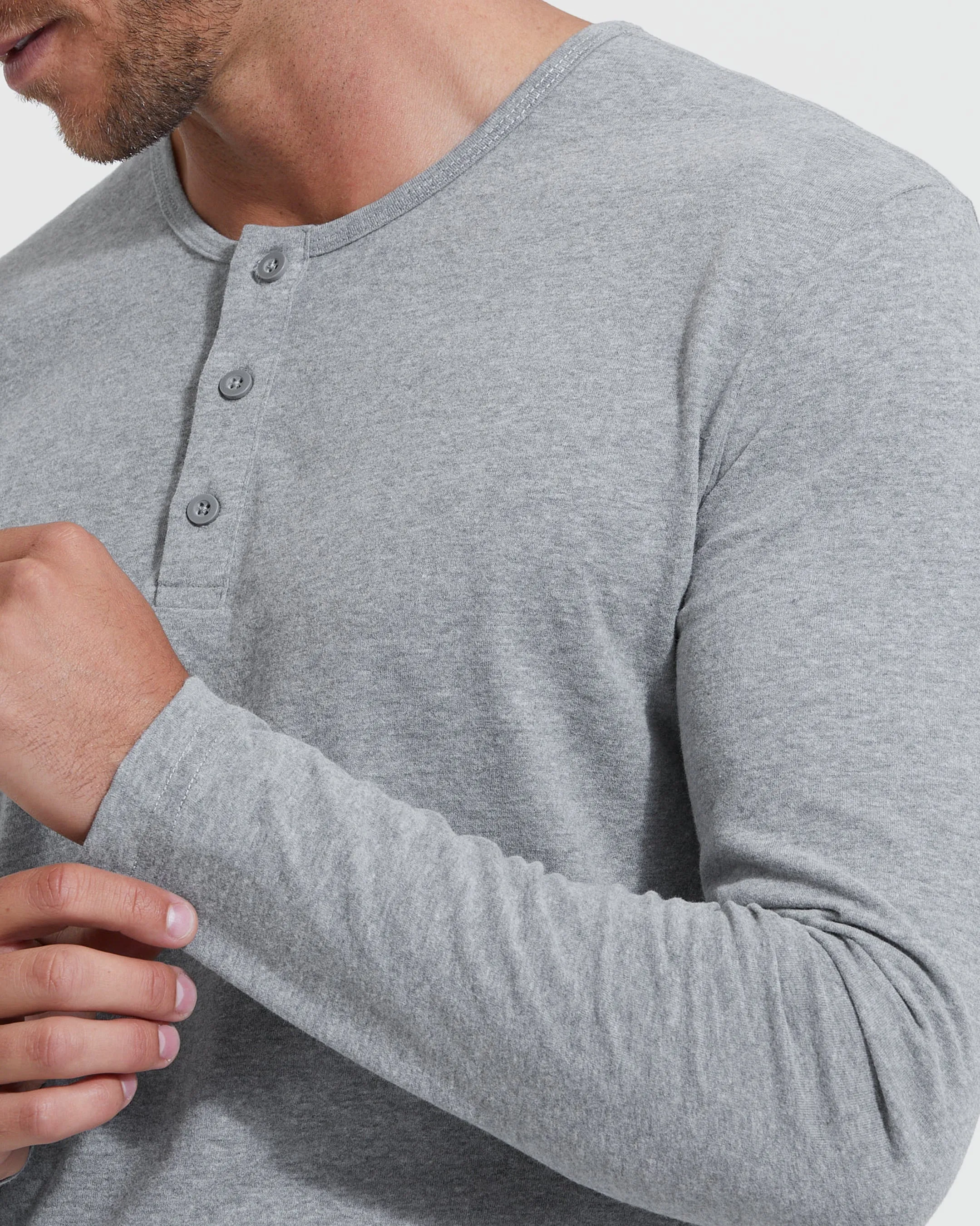 Heather Gray Classic Long Sleeve Henley sold by True Classic product image thumbnail 5