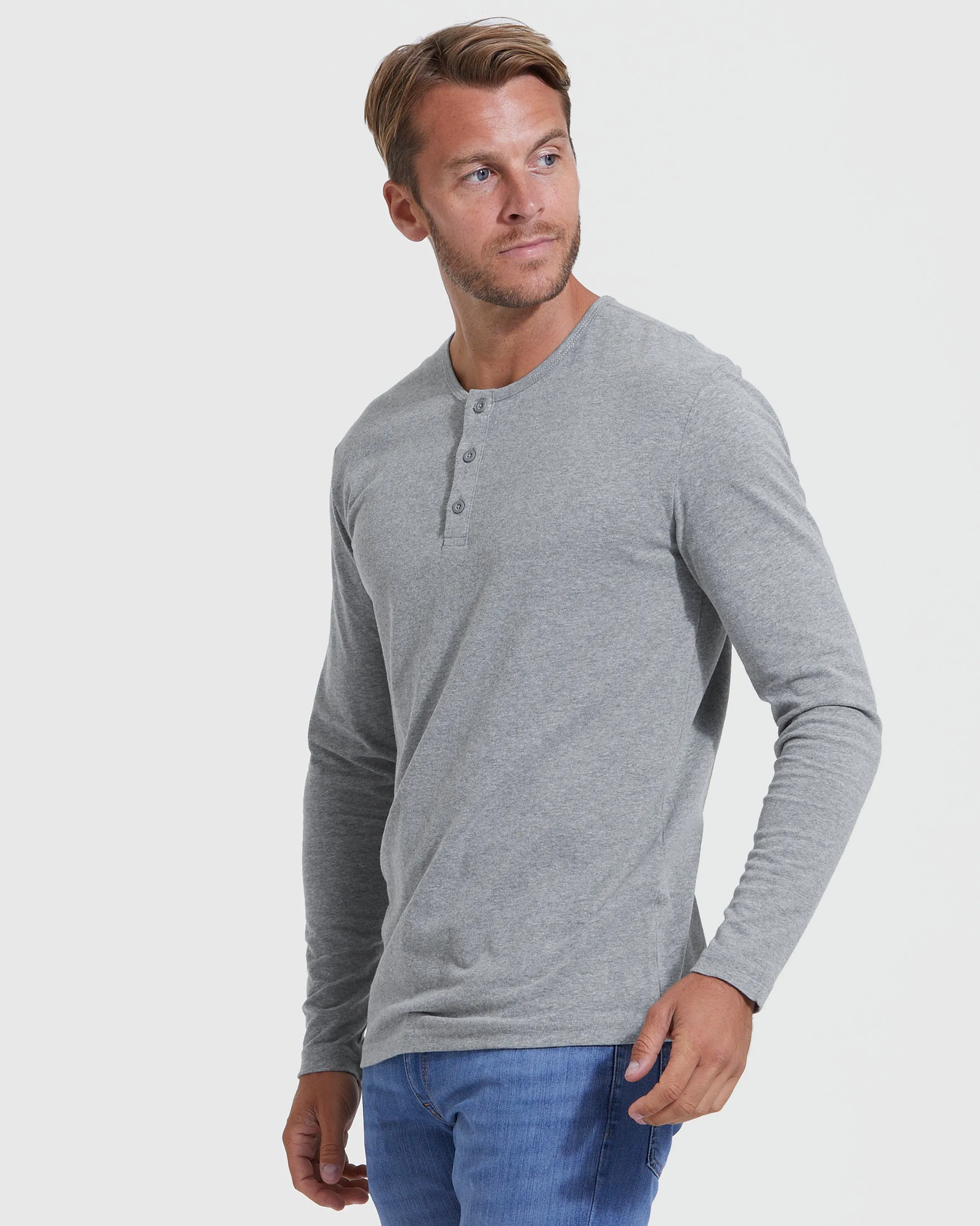 Heather Gray Classic Long Sleeve Henley sold by True Classic product image thumbnail 3