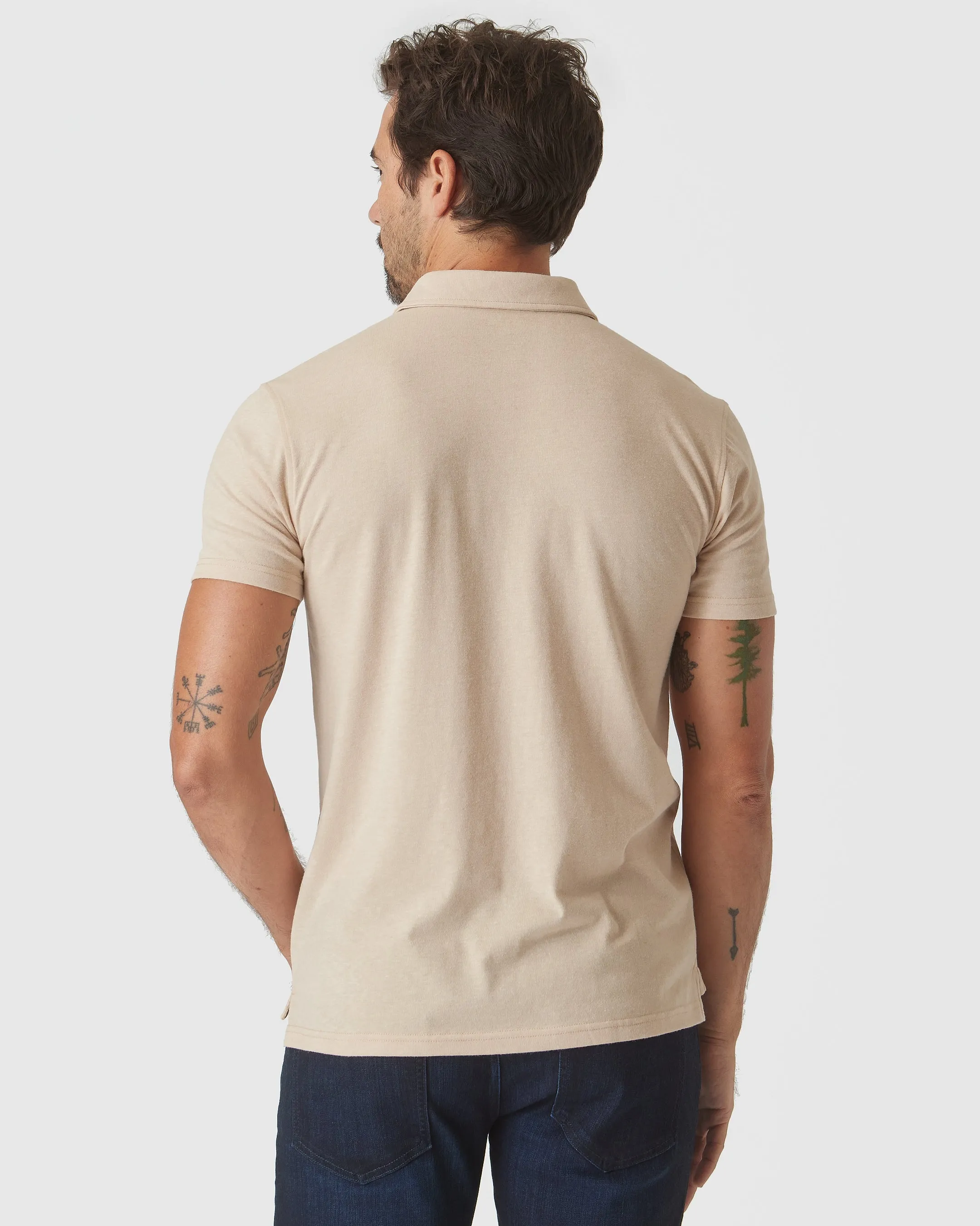 Light Camel Cream Heather Short Sleeve Polo sold by True Classic product image thumbnail 3