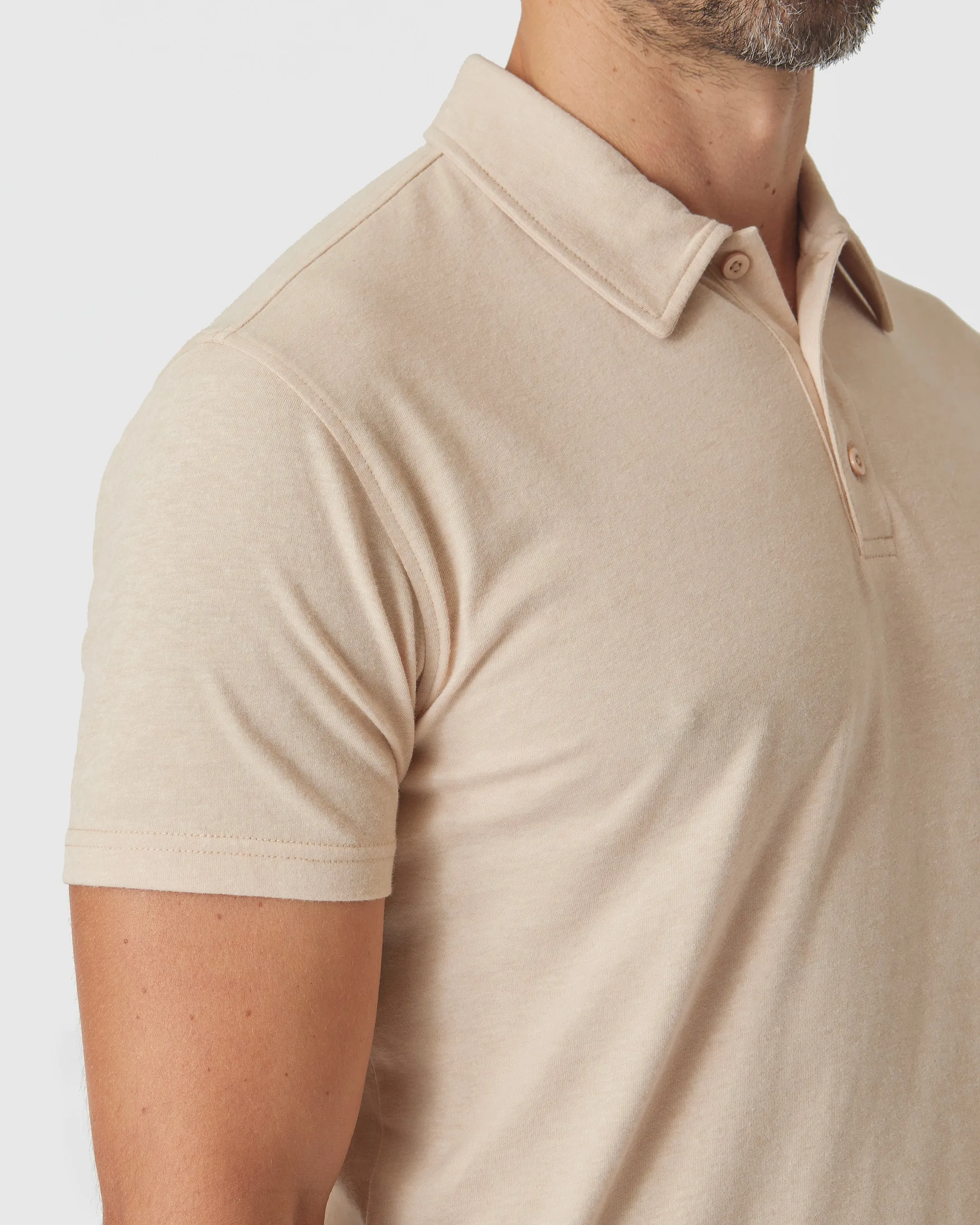 Light Camel Cream Heather Short Sleeve Polo sold by True Classic product image thumbnail 5
