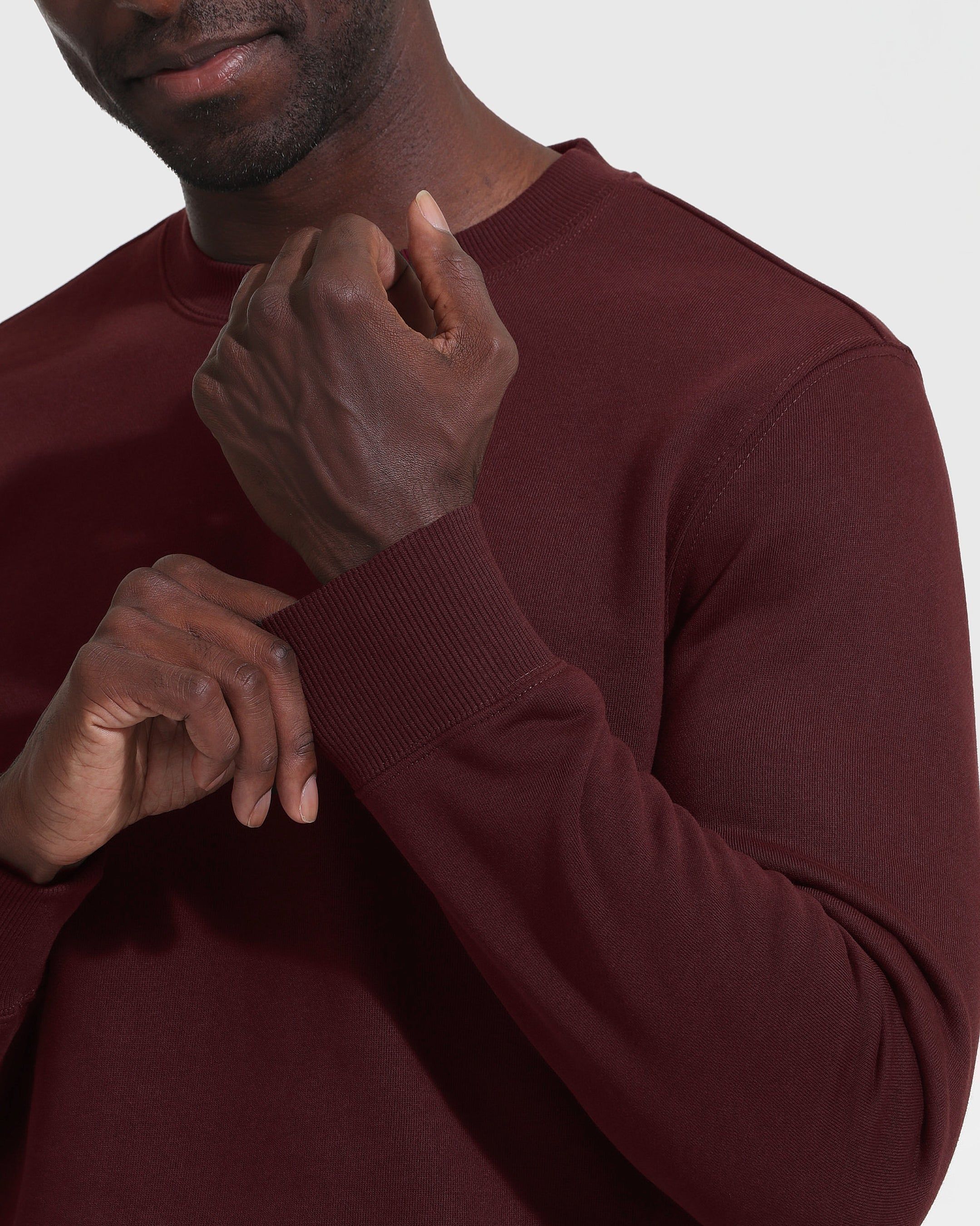 Mahogany Fleece French Terry Pullover Crew Sweatshirt sold by True Classic product image thumbnail 5