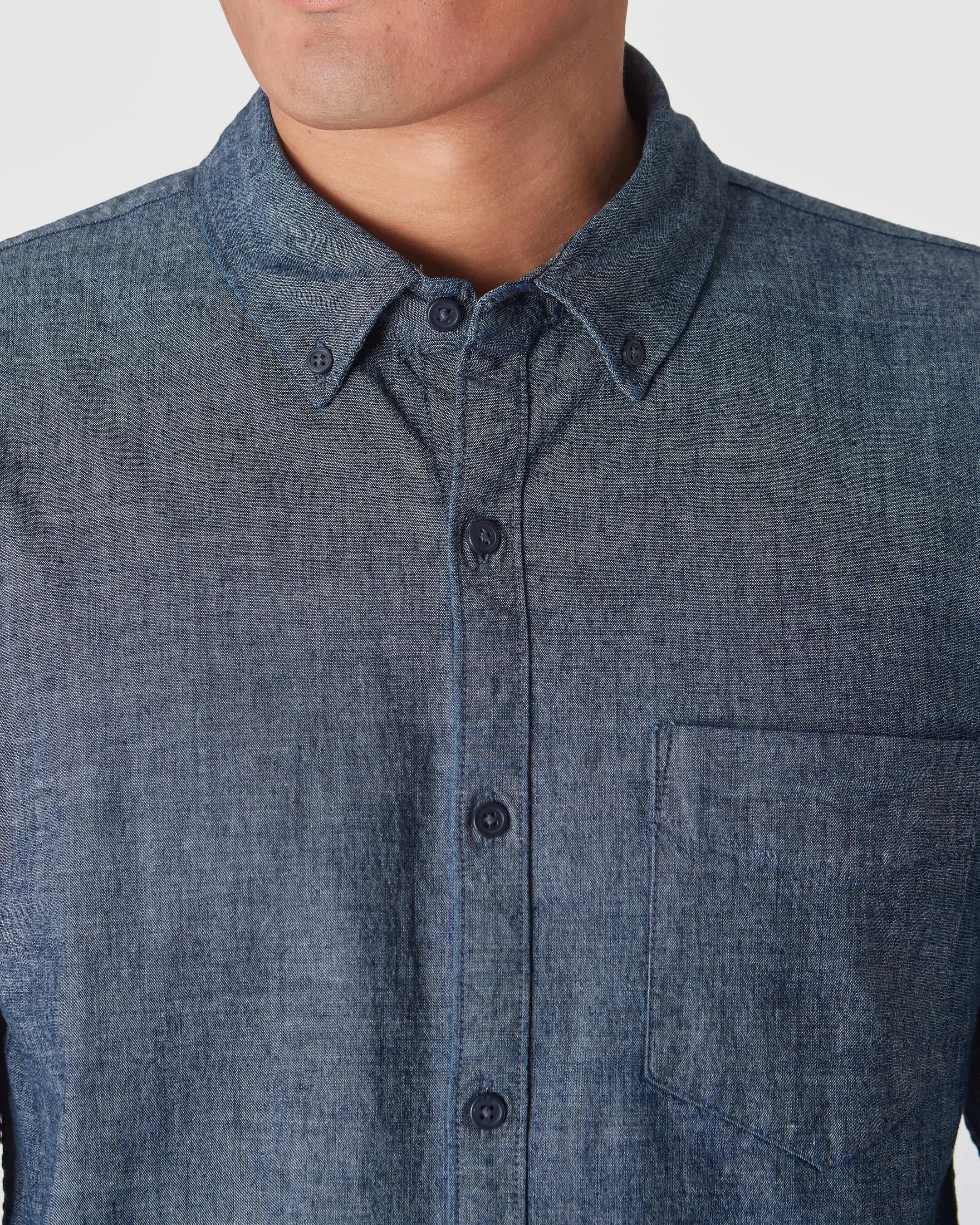 Medium Indigo Wash Long Sleeve Chambray Shirt sold by True Classic product image thumbnail 5