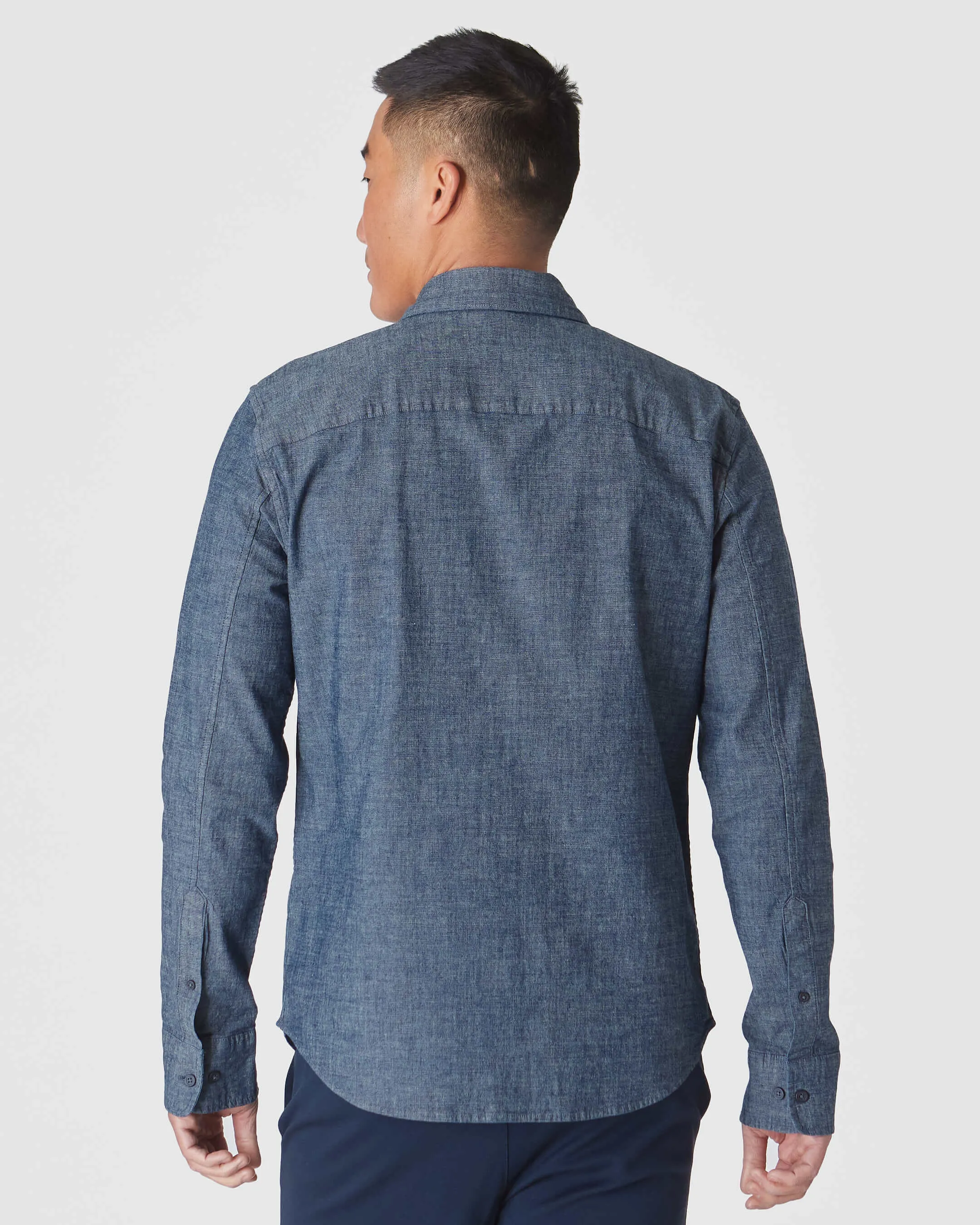 Medium Indigo Wash Long Sleeve Chambray Shirt sold by True Classic product image thumbnail 3