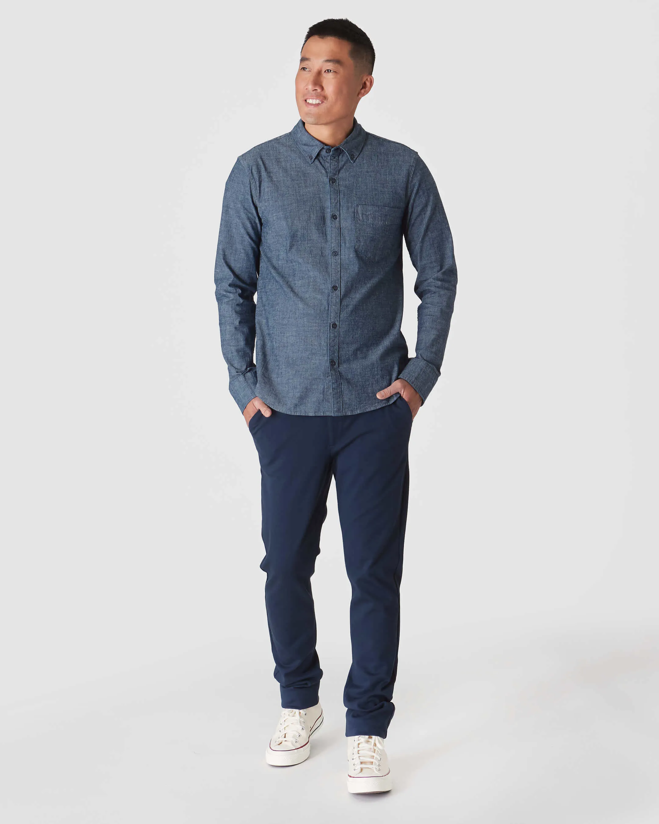 Medium Indigo Wash Long Sleeve Chambray Shirt sold by True Classic product image thumbnail 4