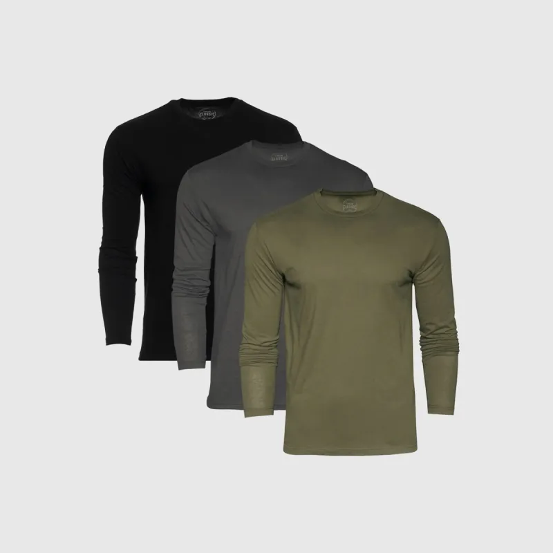 The Shade Long Sleeve Crew Neck T-Shirt 3-Pack sold by True Classic