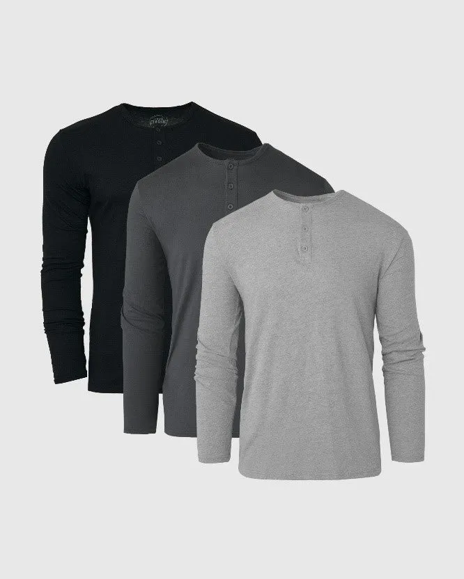 The Essentials Classic Long Sleeve Henley 3-Pack sold by True Classic