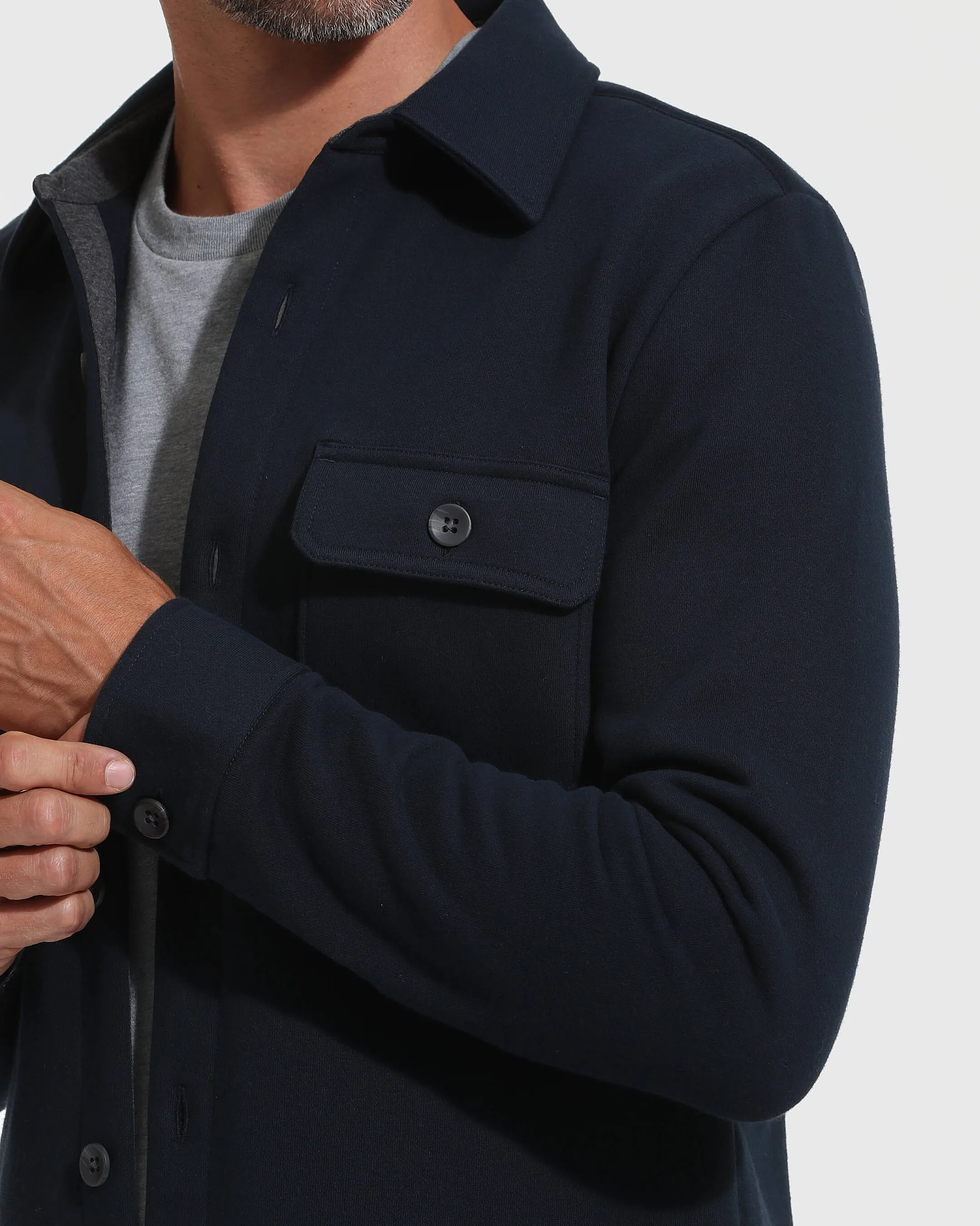 Navy Fleece Shacket sold by True Classic product image thumbnail 5